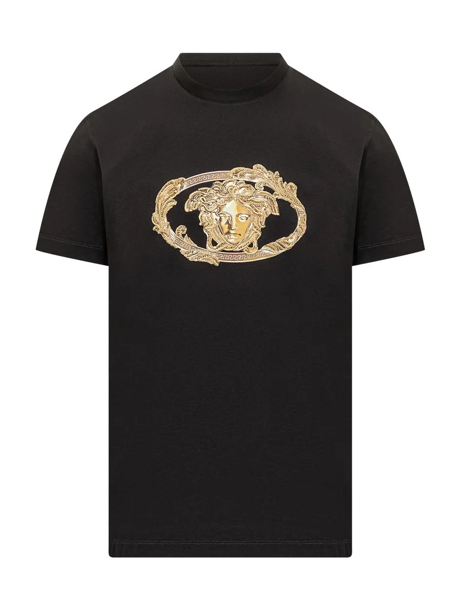 Versace Black T-Shirt With Versace Print - 1