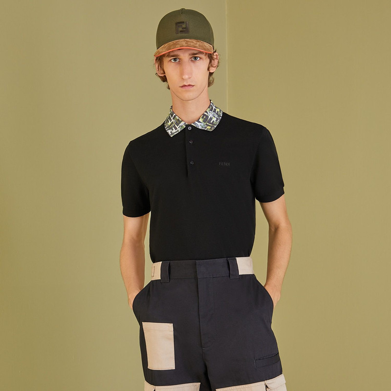 Black cotton polo shirt 4