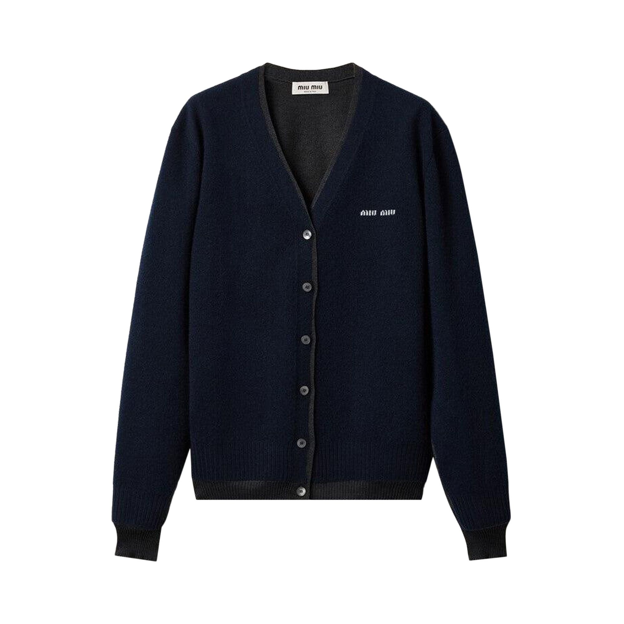 Miu Miu Silk Cashmere Cardigan 'Blue/Antracite' - 1