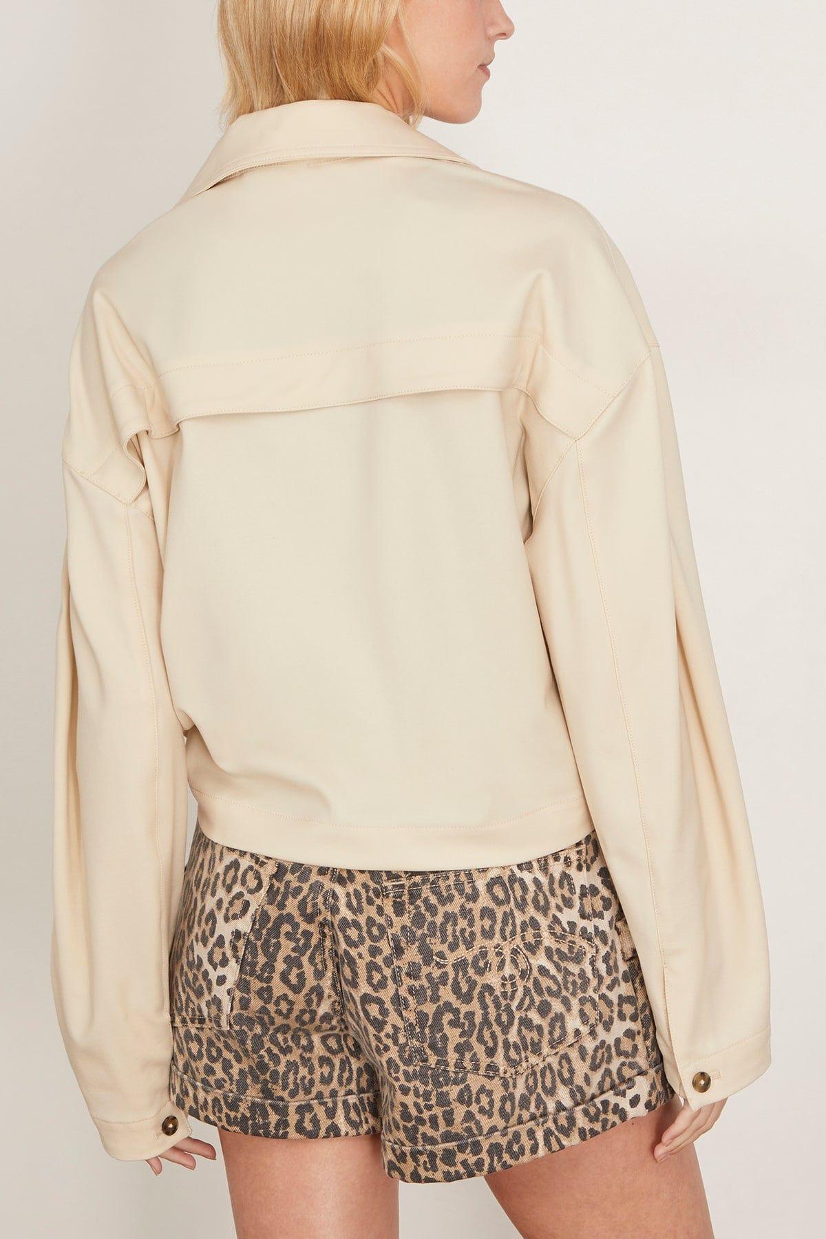 Boxy Shirt in Chiffon Beige - 8