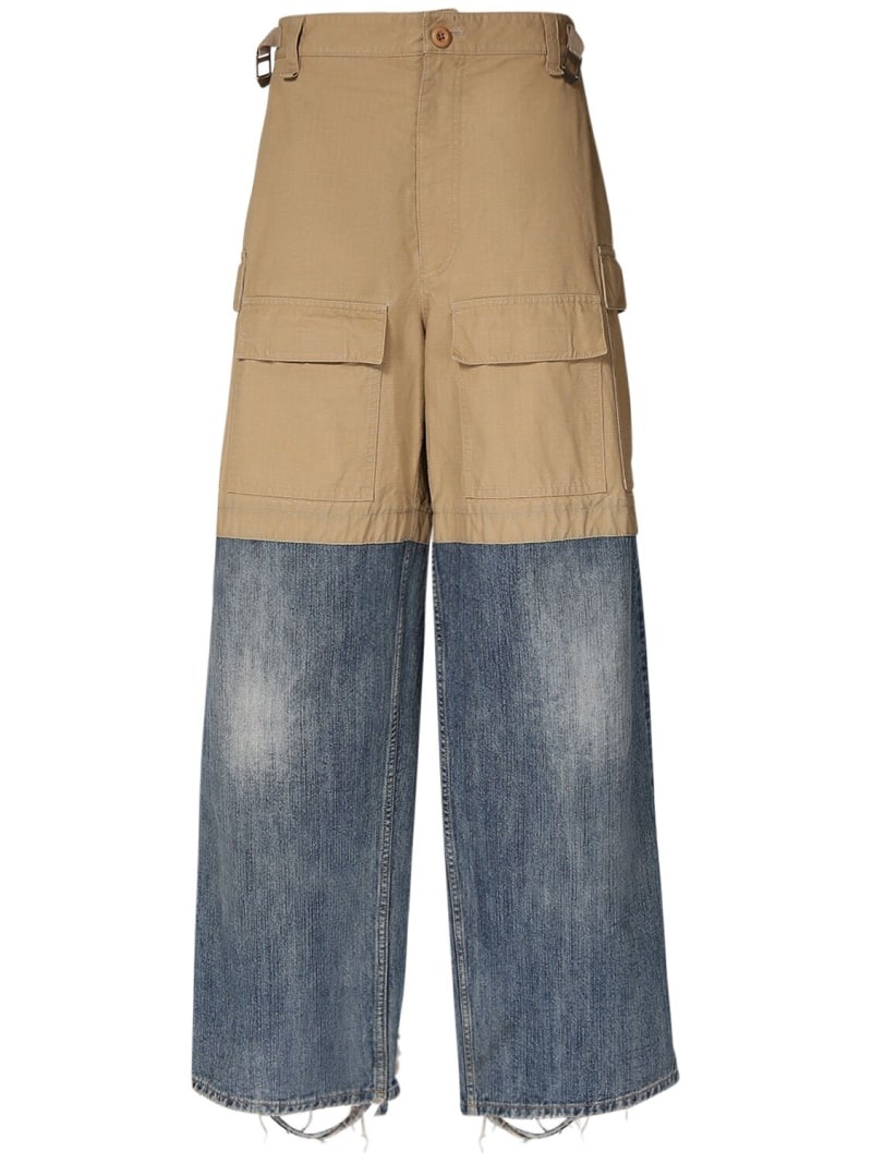 Patched cotton cargo pants - 1