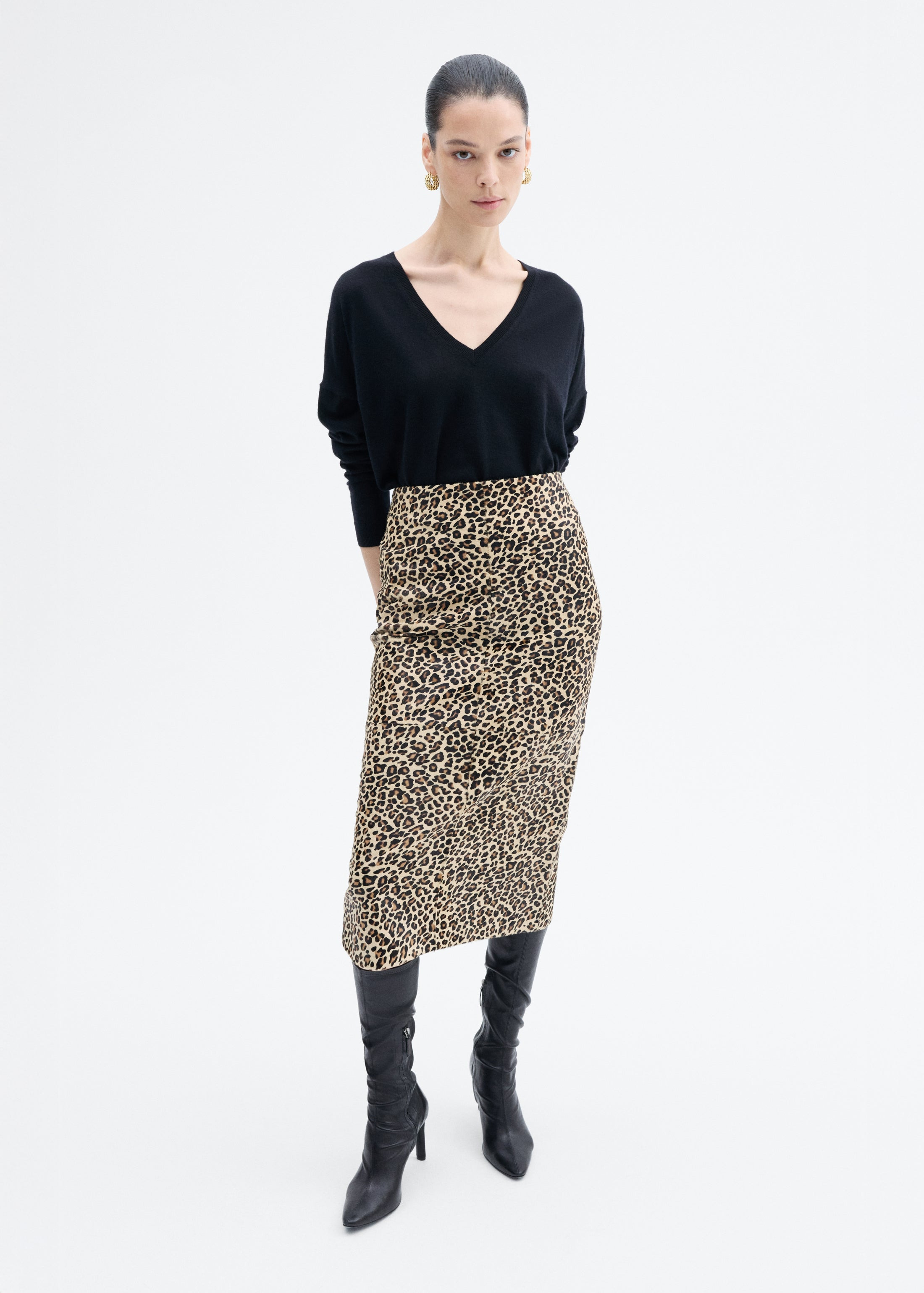 Leather Leopard Skirt in Calf Hair - 3