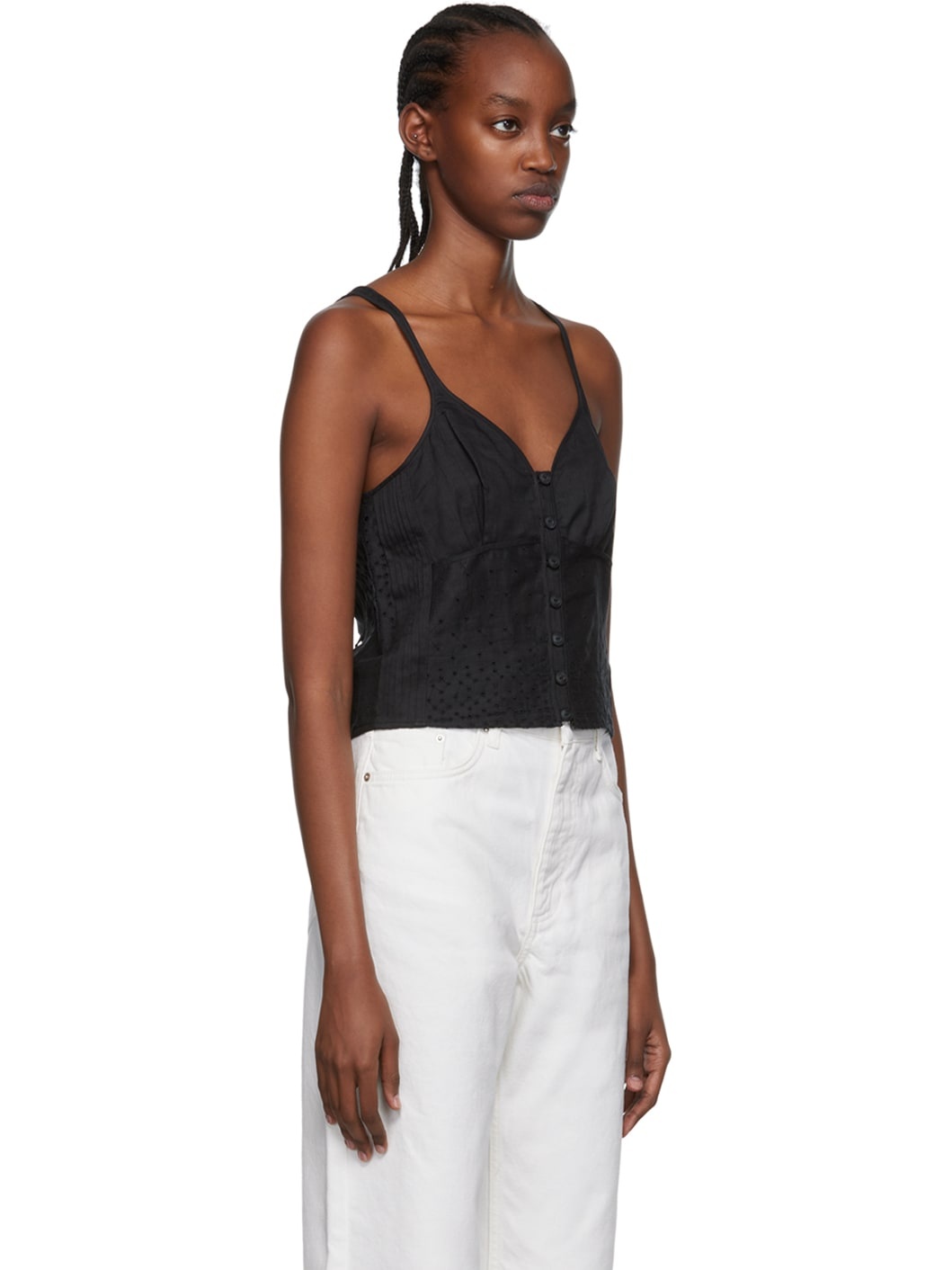 Black Ramie Tank Top - 12