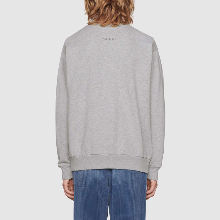 Gucci x Disney Crossover Donald Duck Cartoon Printing Round Neck Pullover Gray 623245-XJDAJ-1230 - 4