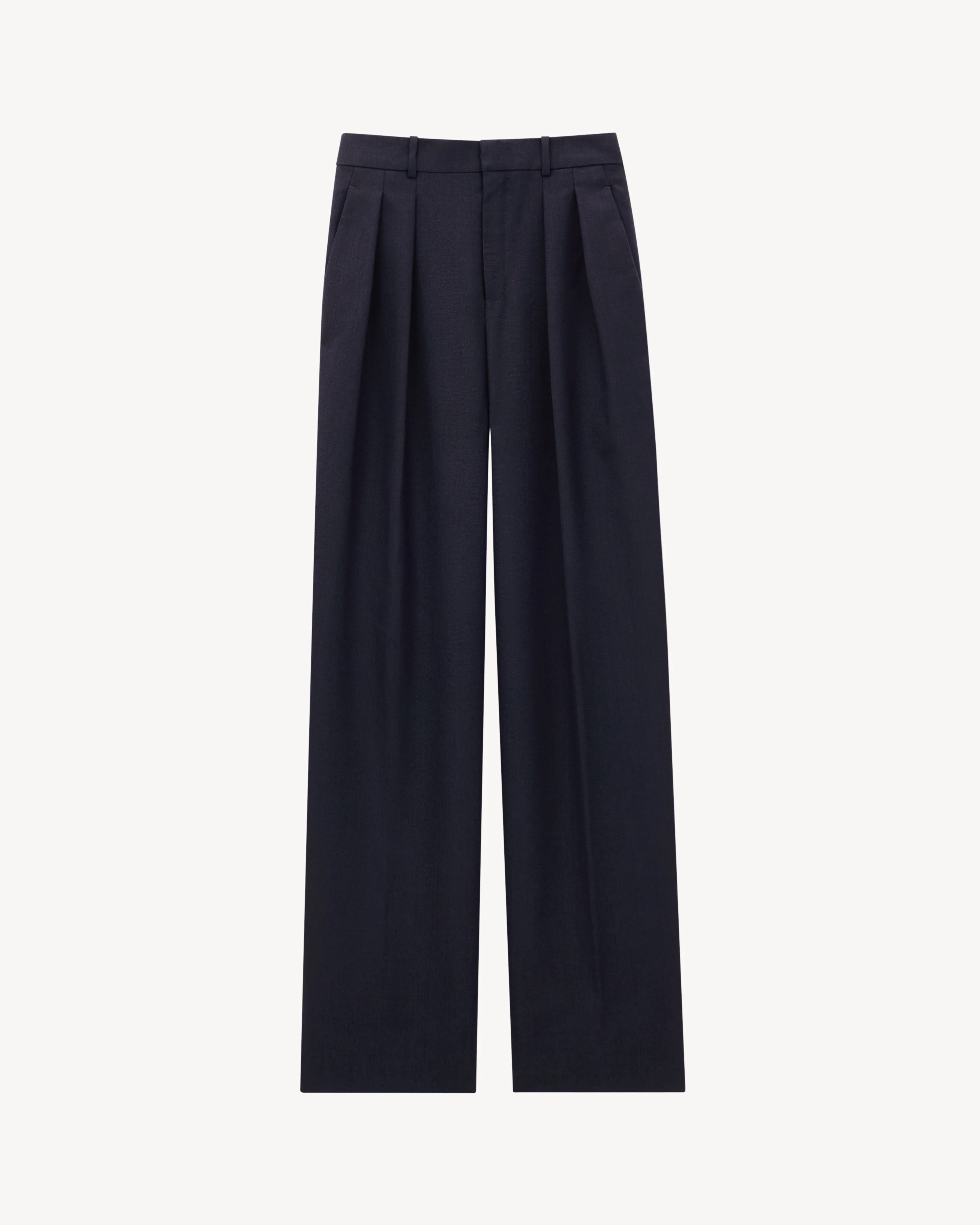 LOW-WAISTED PANTS IN WOOL CHINÉ - 1