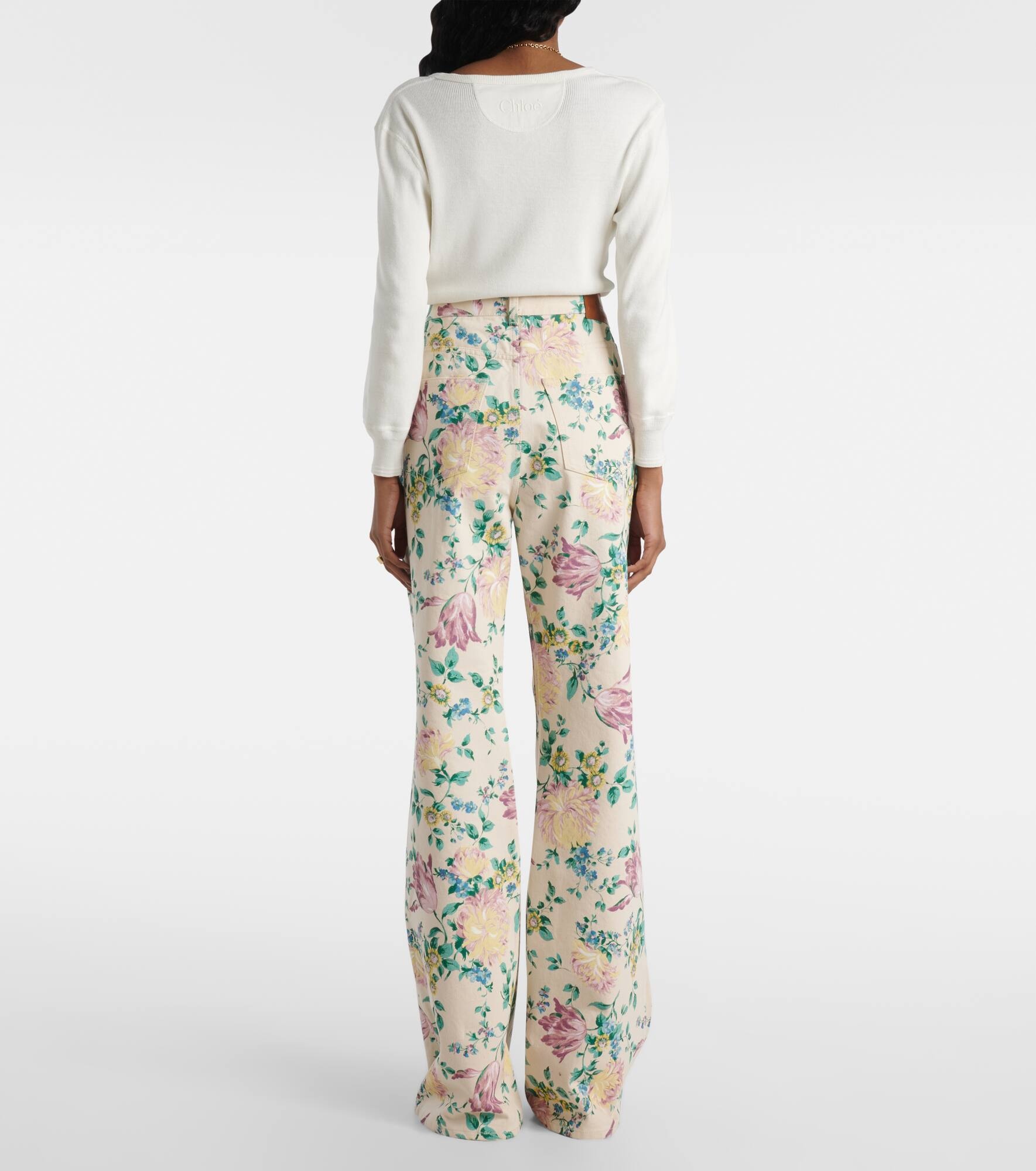 Floral high-rise flared jeans - 3