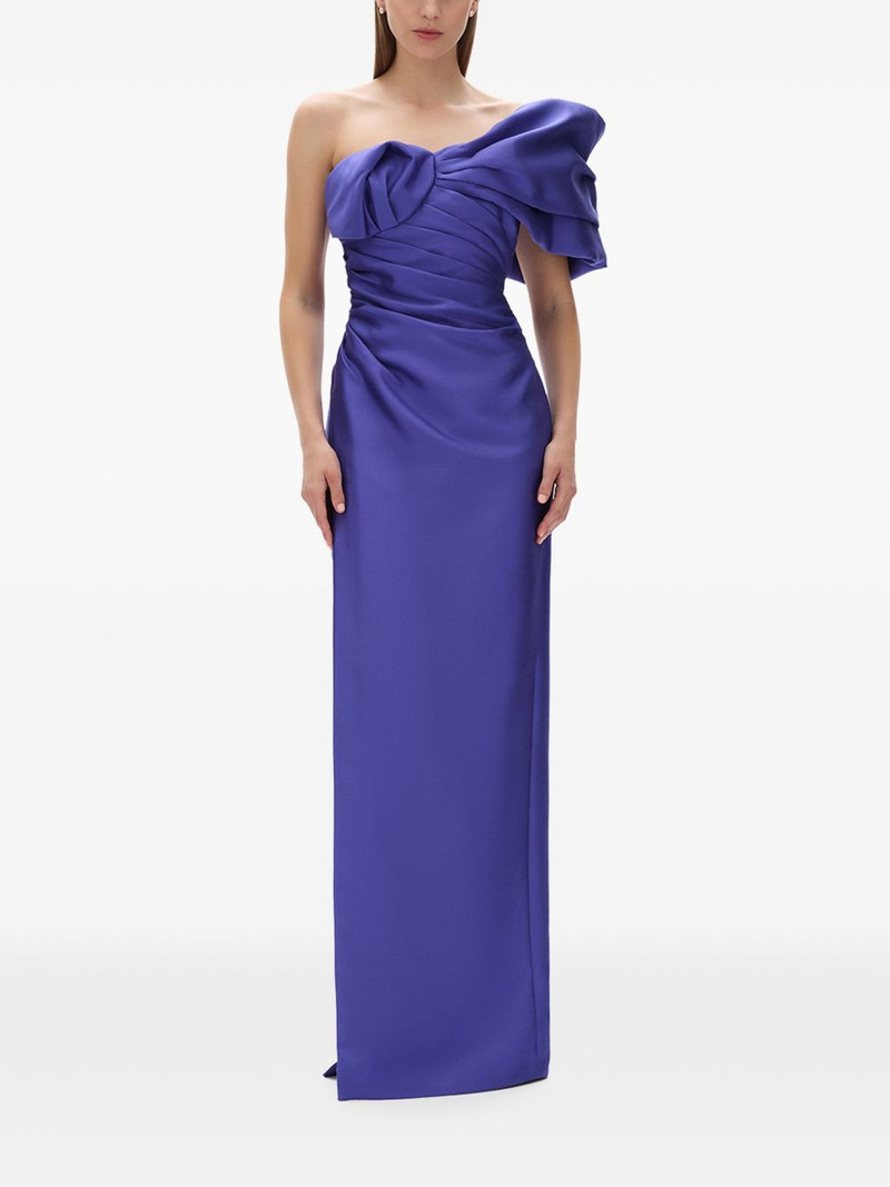 RACHEL GILBERT Marlo ruched off-shoulder gown outlook