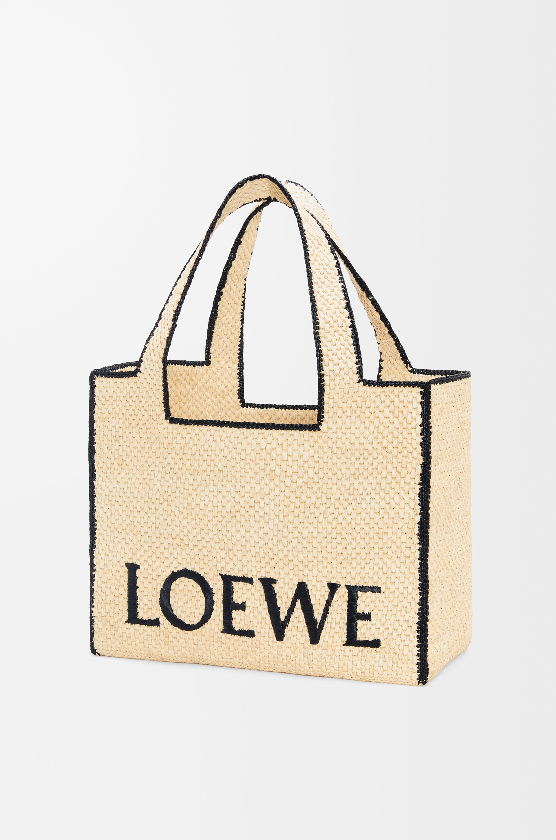 Large LOEWE Font Tote in raffia - 4