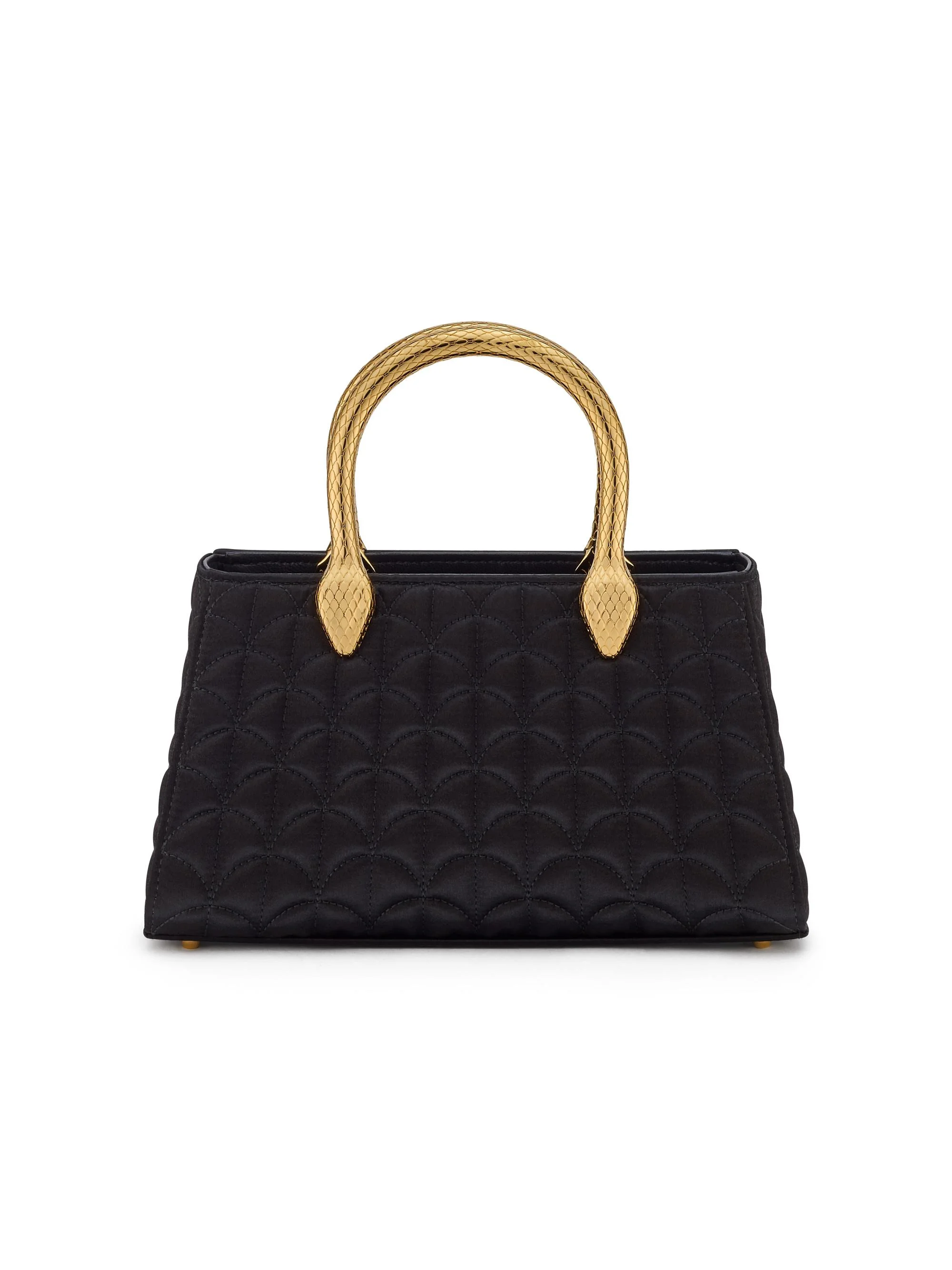 Women's Serpenti Textured Satin Top Handle Bag - Black - 1