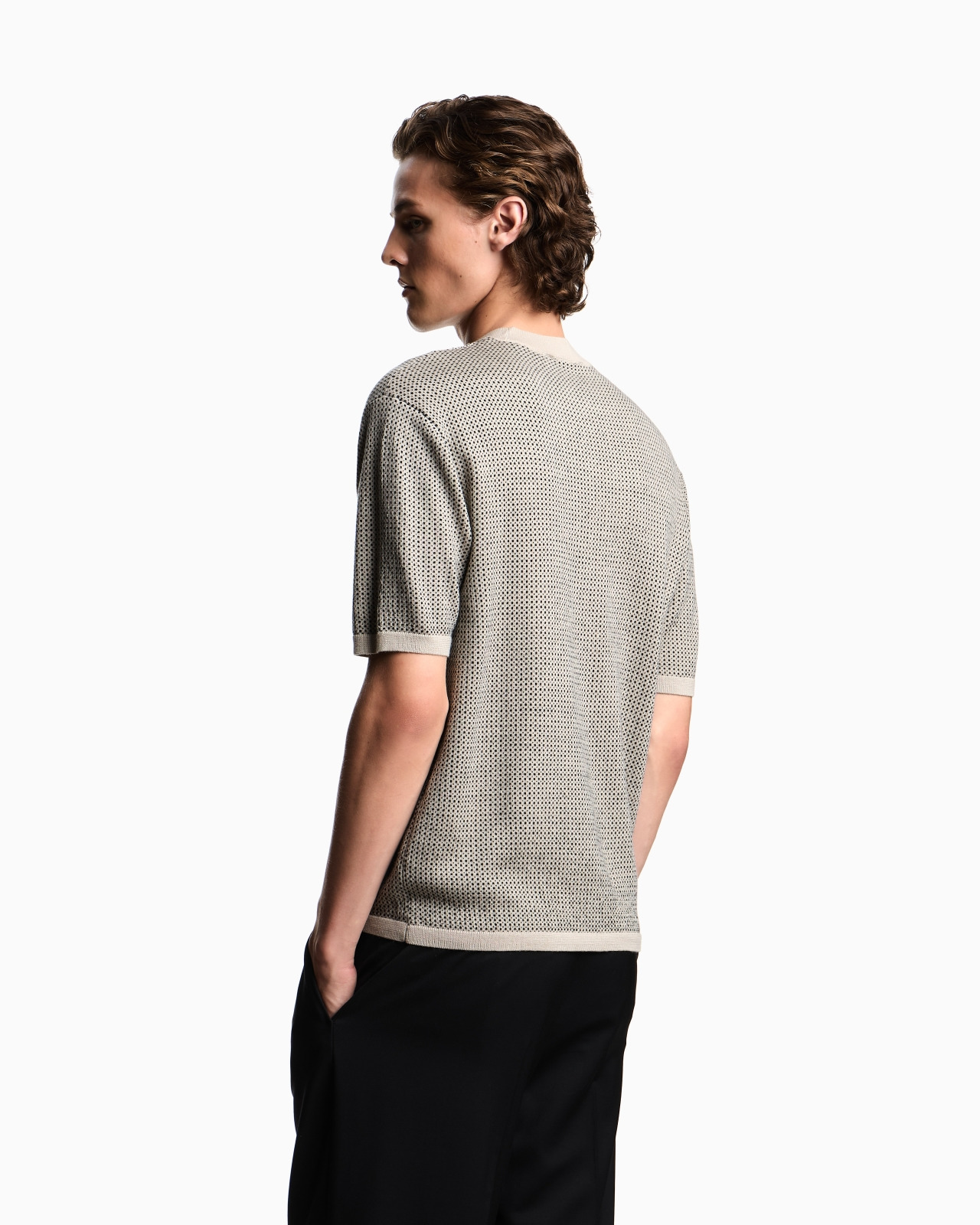 VIRGIN-WOOL JUMPER WITH TWO-TONE JACQUARD MICRO MOTIF - 3