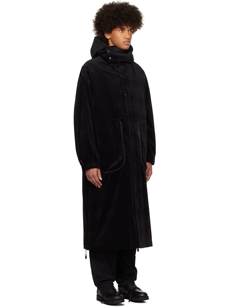 Yohji Yamamoto Black M-Velvet Hooded Coat outlook