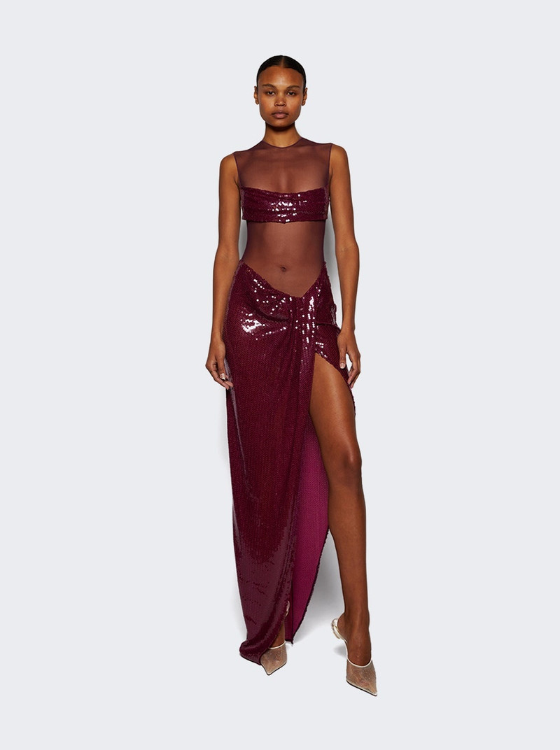 ALEX PERRY Longline Asymmetrical Drape Gown Plum outlook