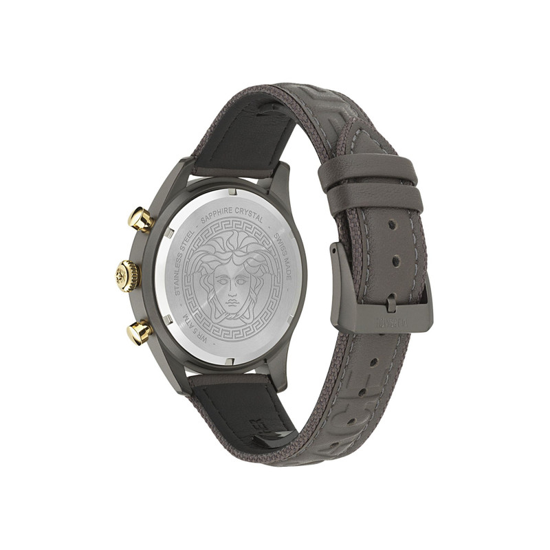 VERSACE Versace Chrono Master Leather Watch 'Gun' outlook