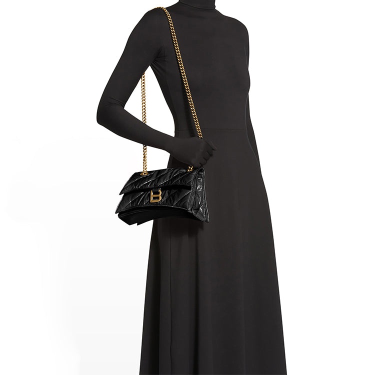 (WMNS) Balenciaga Crush Small Chain Bag Quilted 'Black' 716351210J11000 - 9