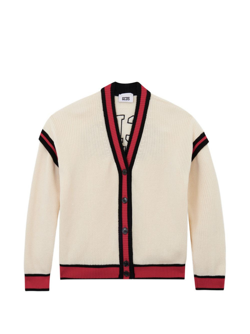 logo-print cardigan 1