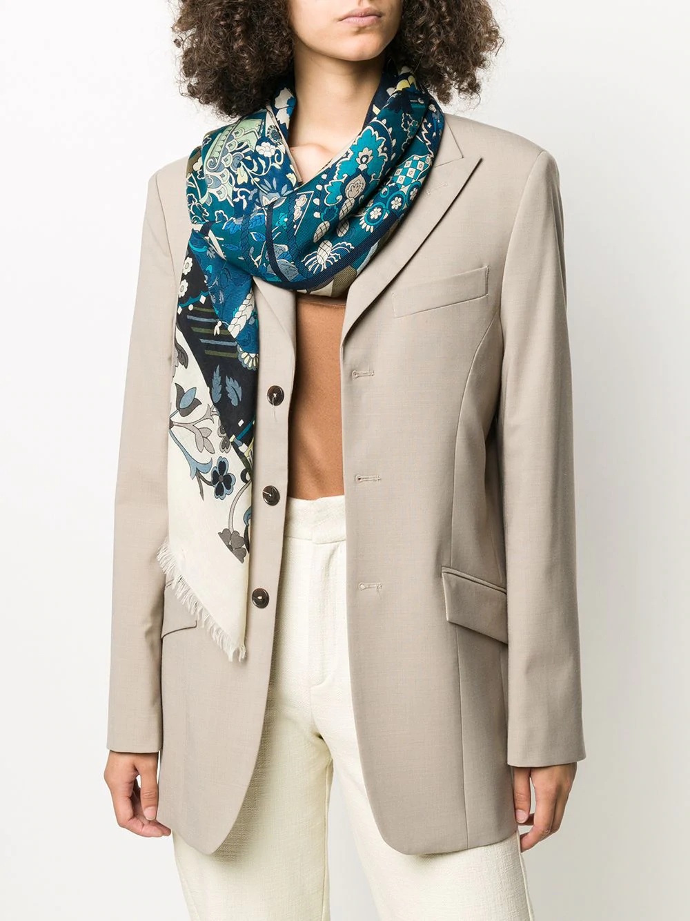 floral print cashmere scarf - 2