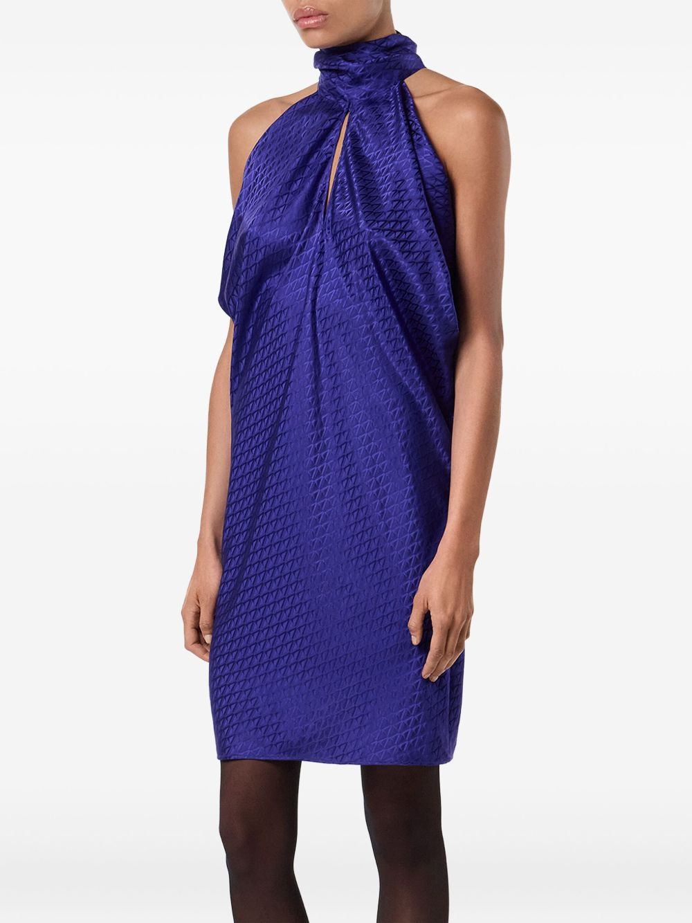 draped halterneck mini dress - 4