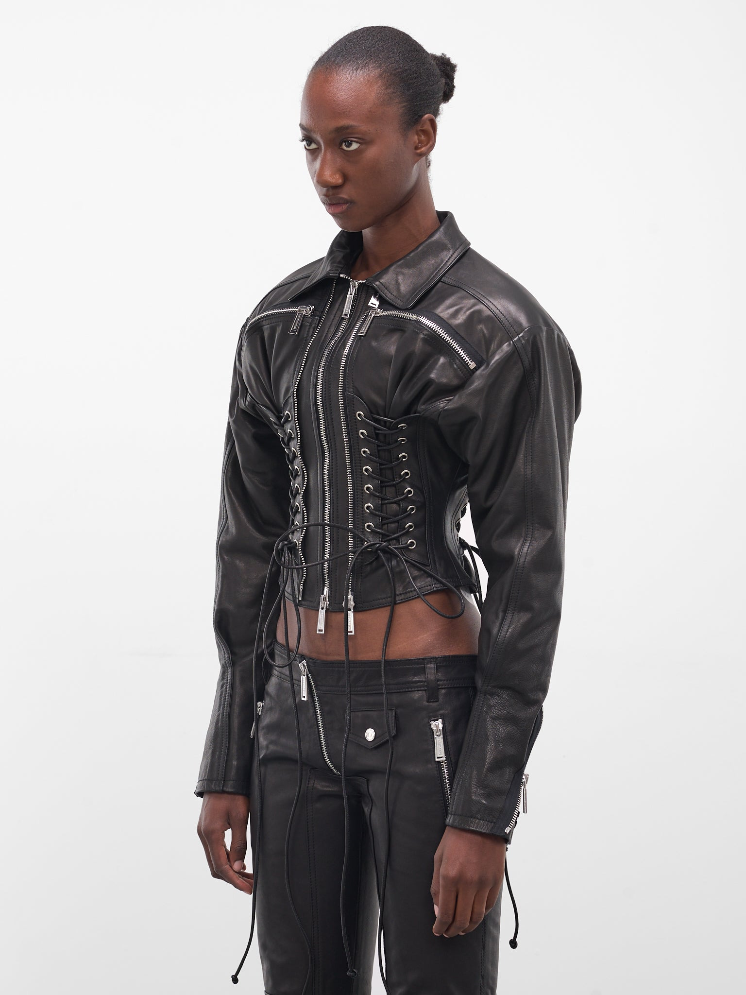 Ducati Black Leather Lace-Up Jacket - 2