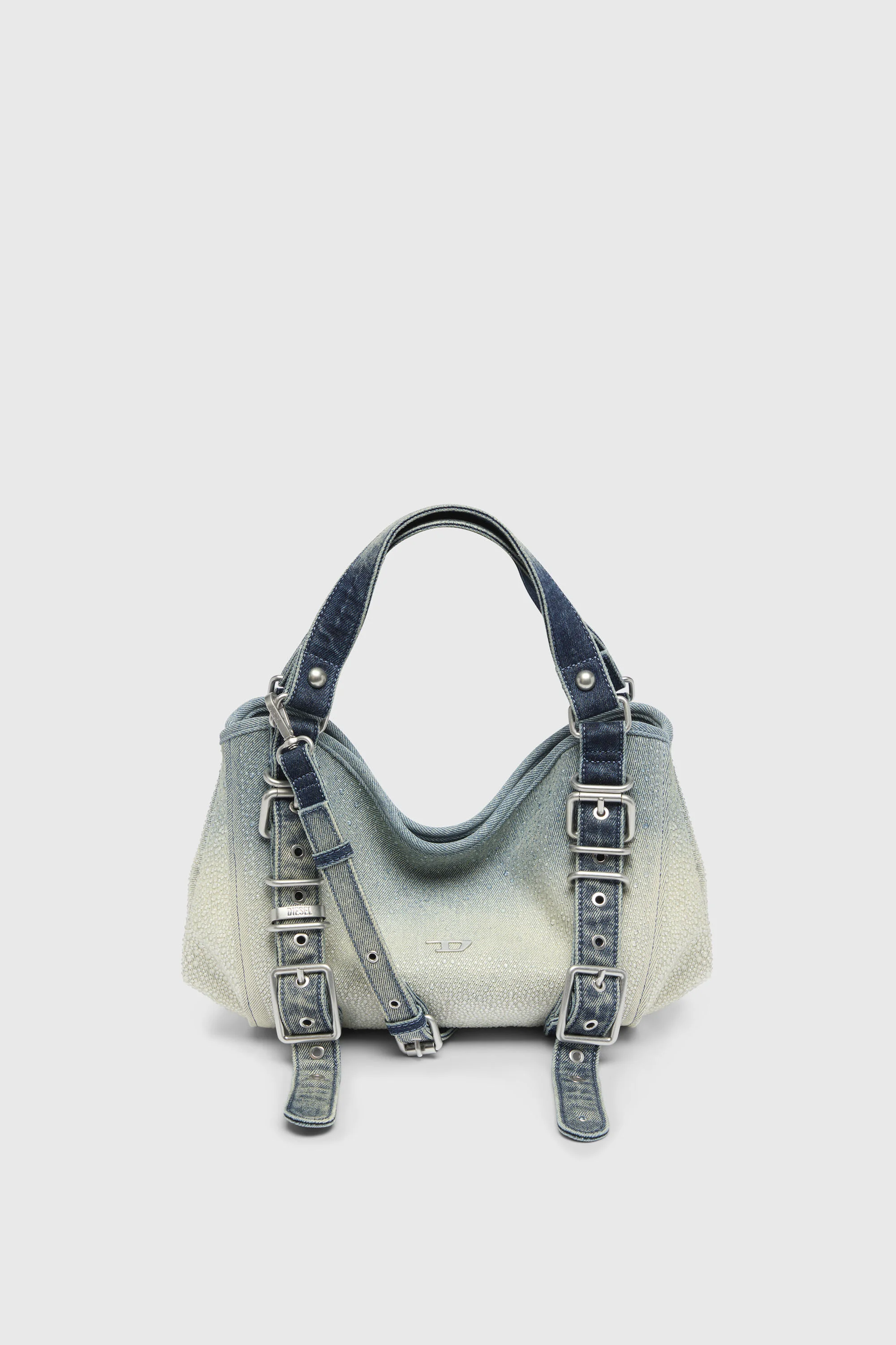 D-ONE-SMALL TOP-HANDLE BAG IN CRYSTAL SOLARISED DENIM - 1