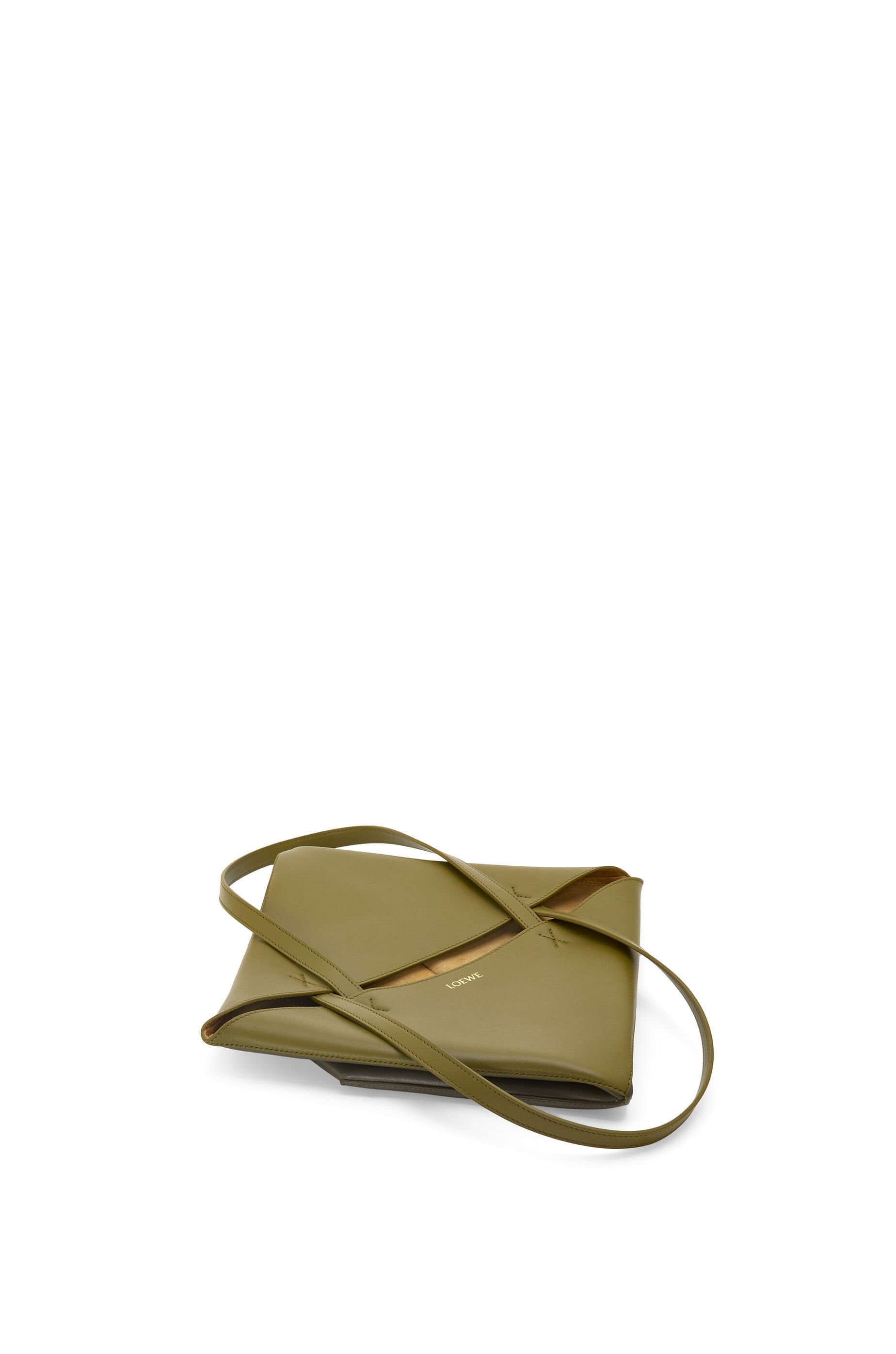 Puzzle Fold Tote in shiny calfskin Olive Green/Khaki Green - LOEWE