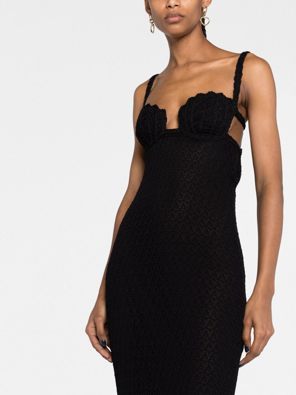 crochet-knit gown dress - 5