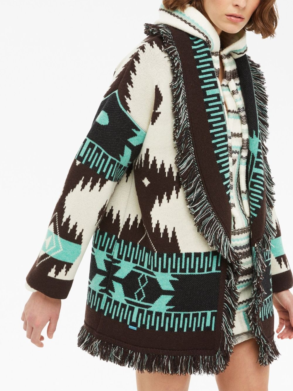 Icon Jacquard fringed cardigan - 6