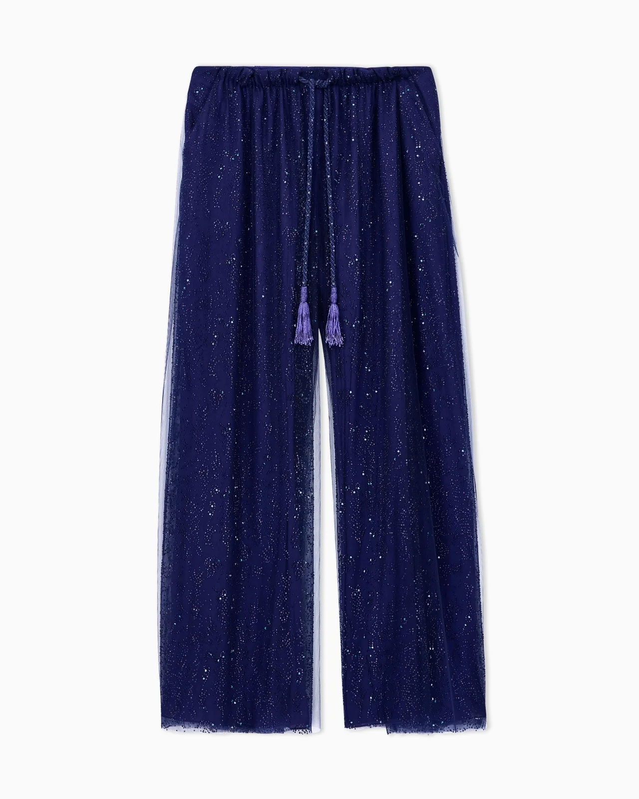 WIDE-LEG SILK AND RHINESTONE TROUSERS - 1