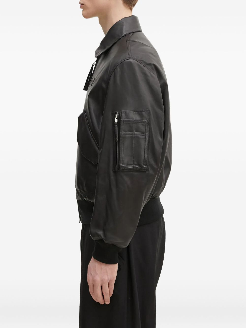 zip-fastening leather jacket - 2