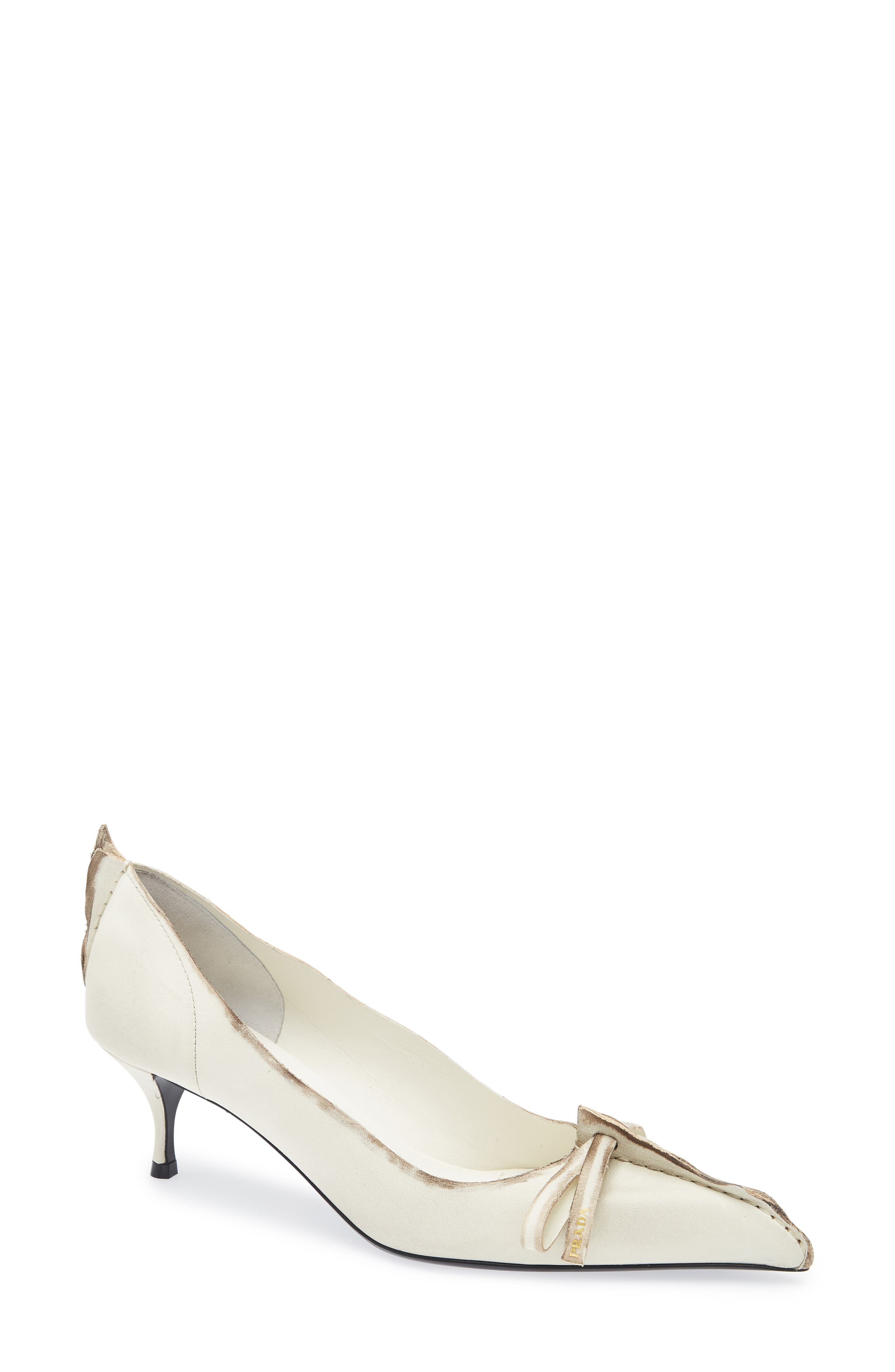 Prada Exposed Seam Kitten Heel Pump in Talco at Nordstrom - 1
