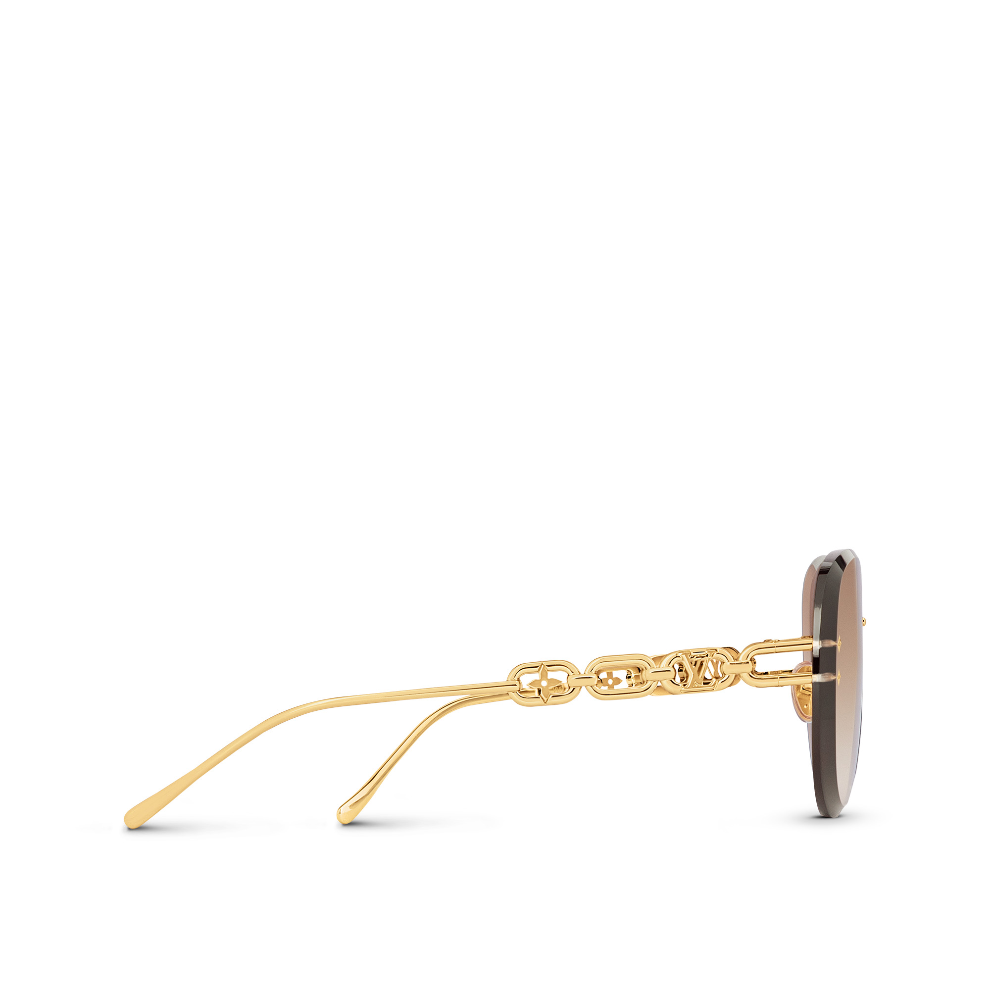 Louis Vuitton - My LV Chain Pilot Sunglasses - Metal - Gradiant Brown - Women - Luxury