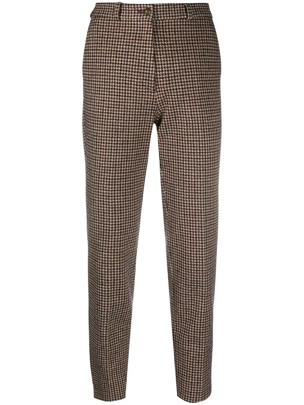 cropped houndstooth print trousers - 1