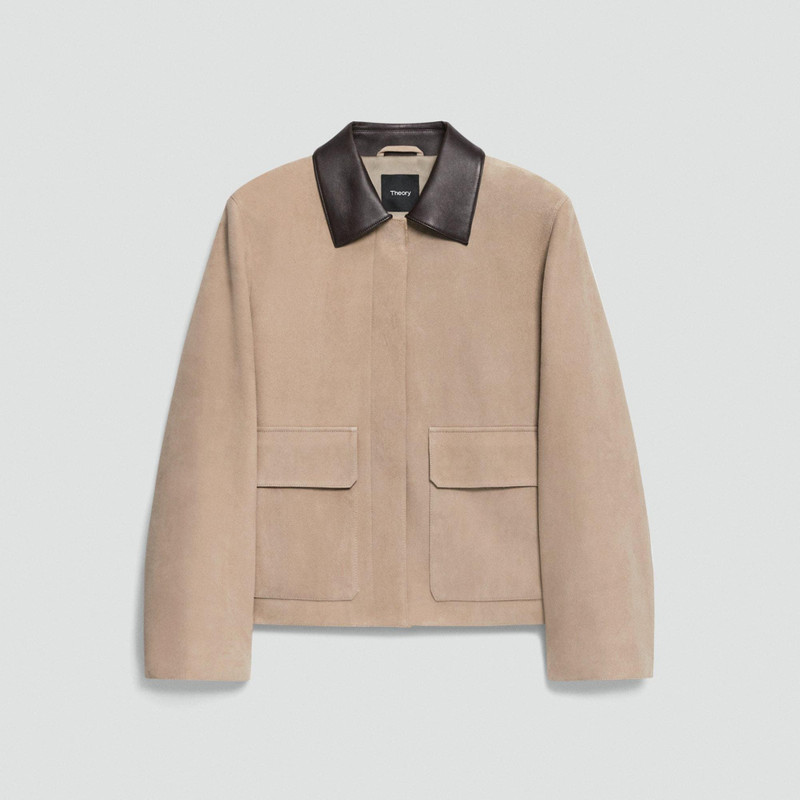 Boxy Patch Pocket Jacket in Suede 1