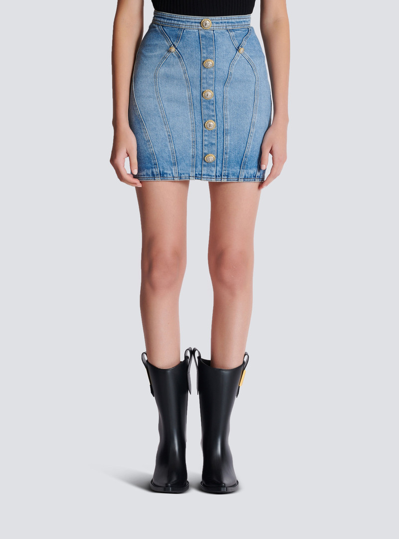 Buttoned denim skirt 5