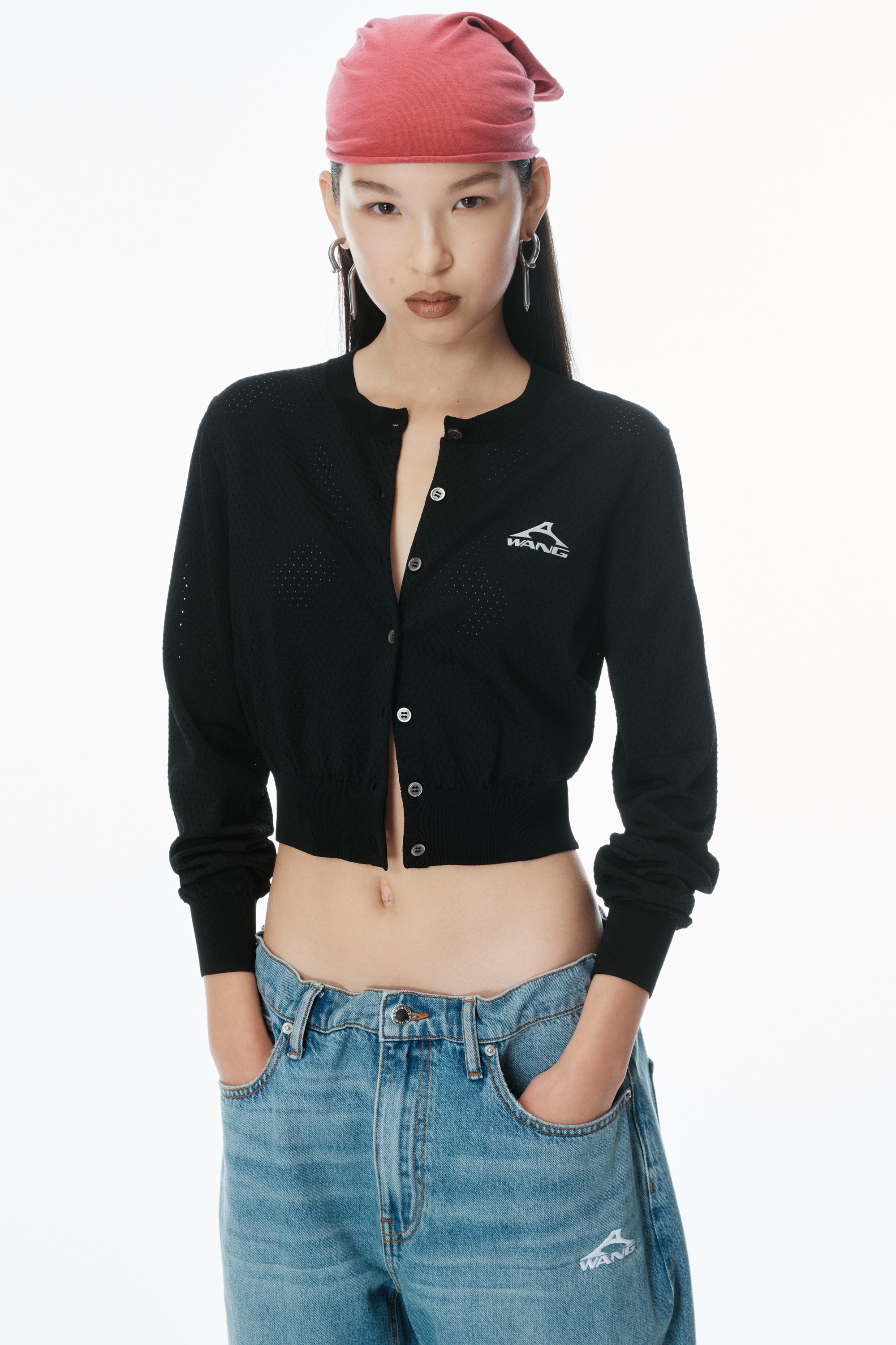 Cropped Athletic Mesh Cardigan - 3