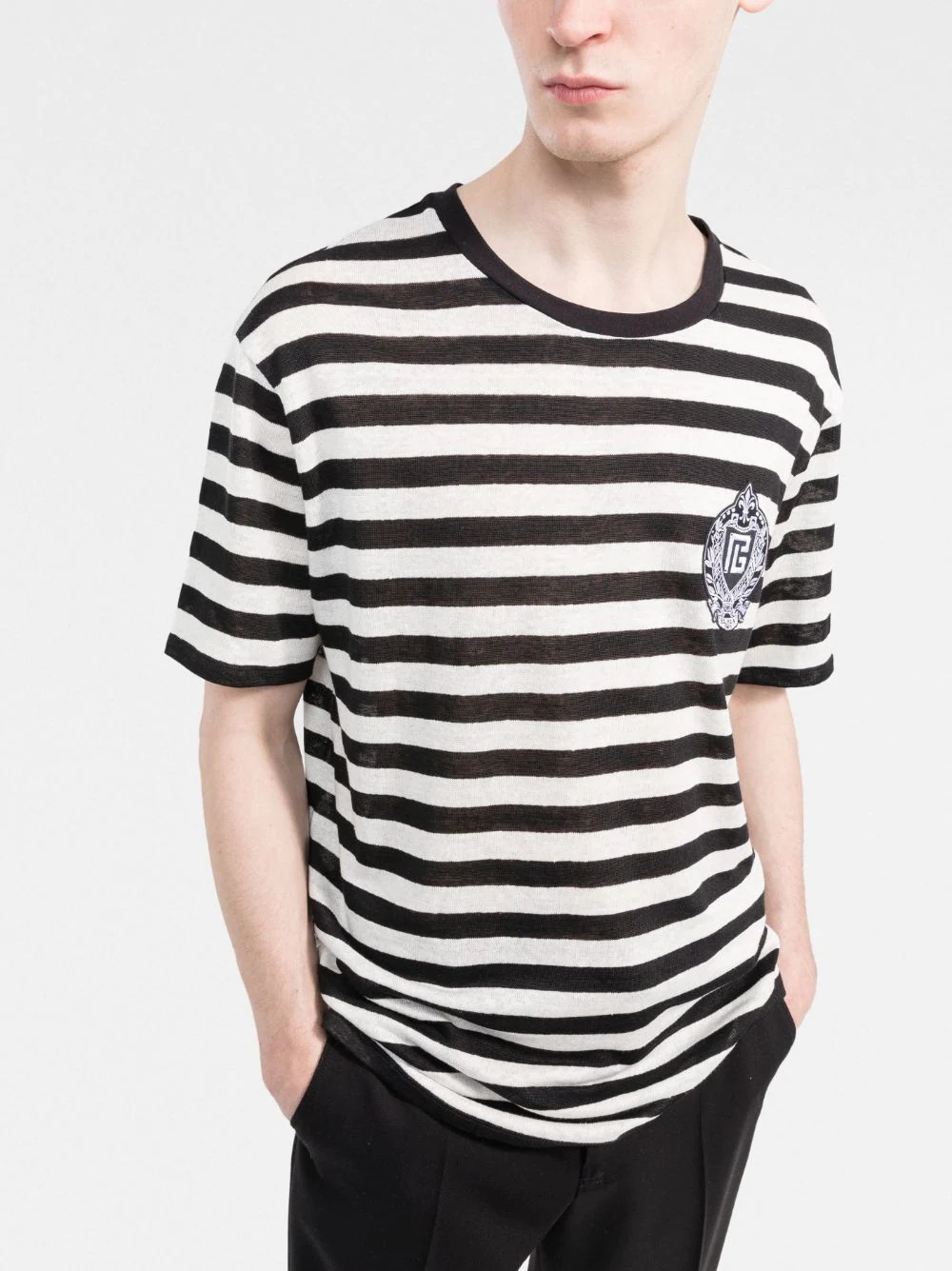 Sailor striped logo-patch T-shirt - 3