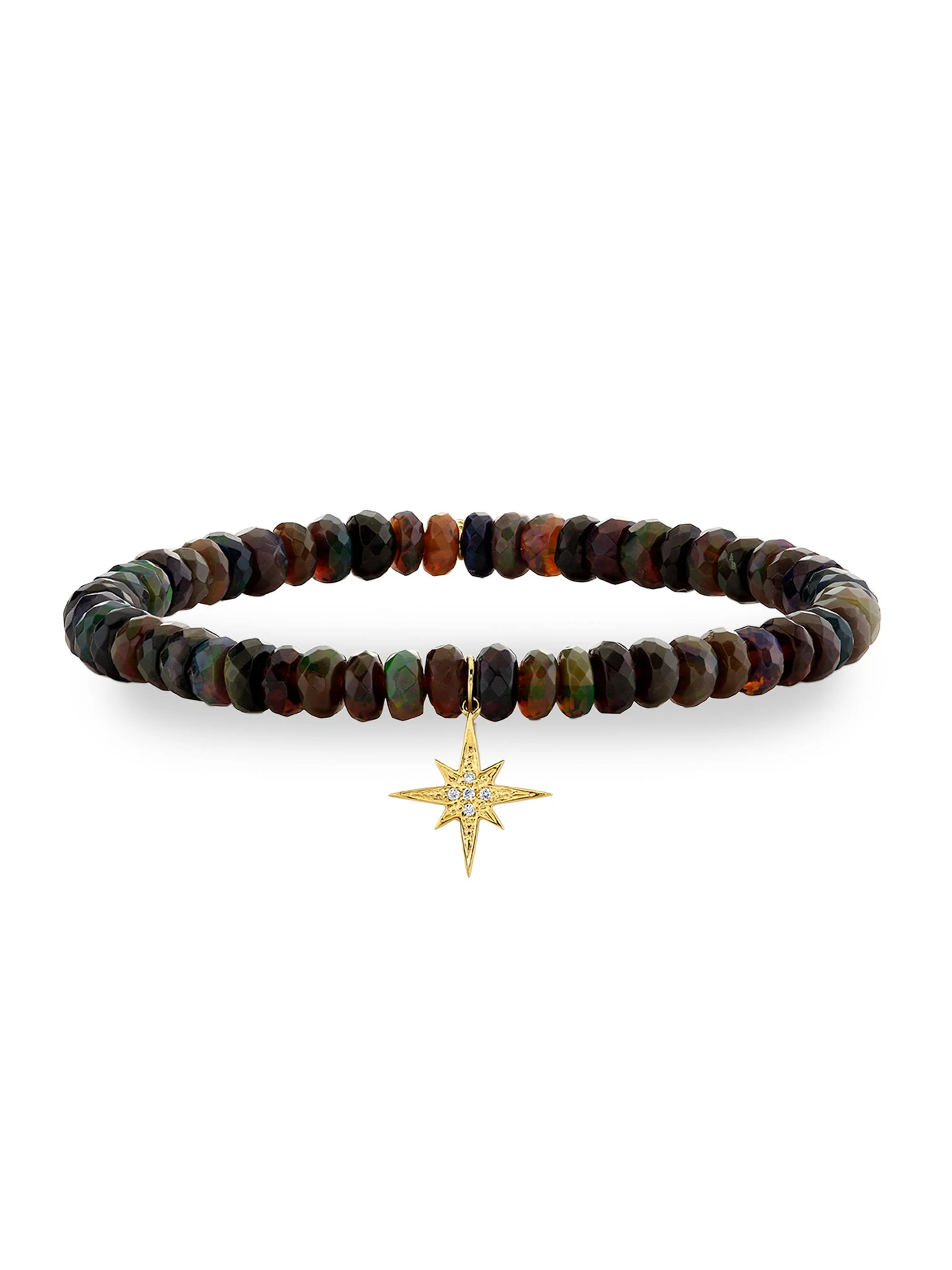 Women's Sunset Observatory 14K Yellow Gold, Ethiopian Opal & 0.03 TCW Diamond Beaded Stretch Bracele - 1