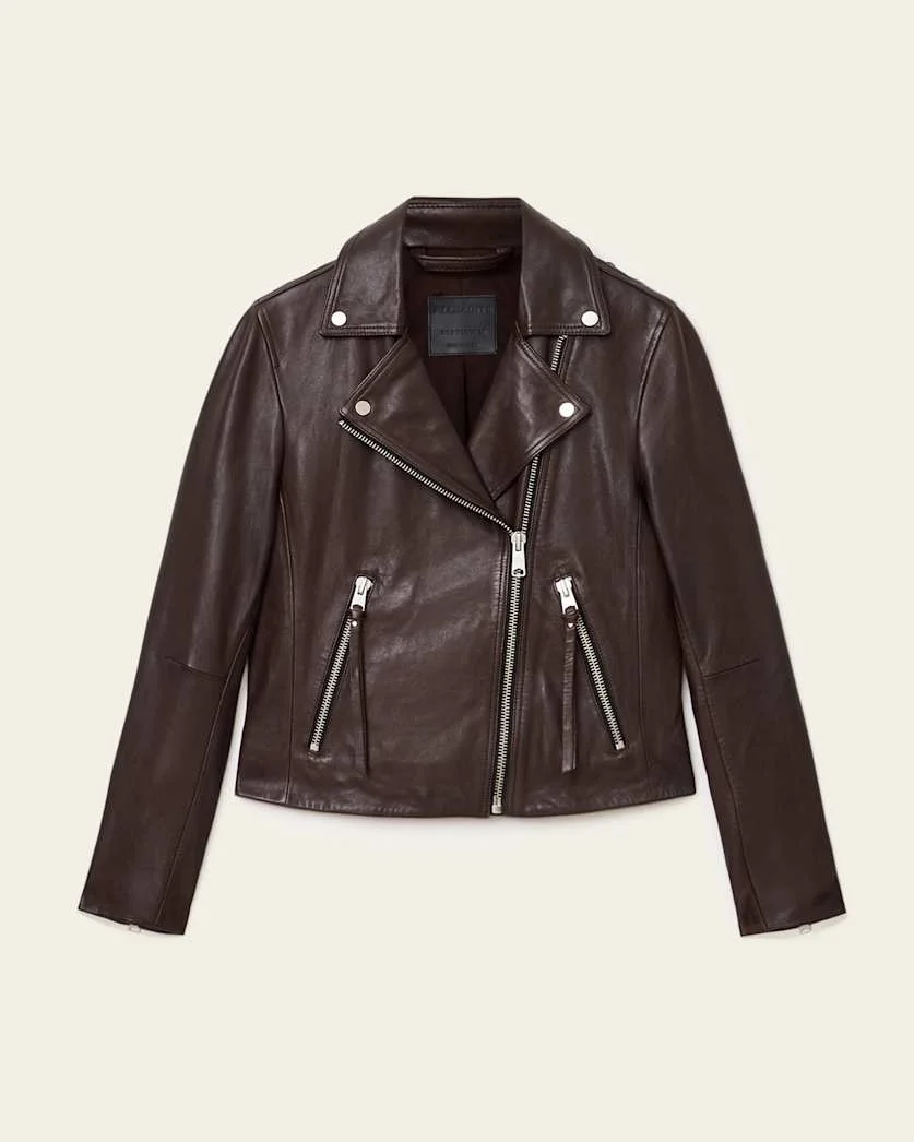 DALBY SLIM FIT LEATHER BIKER JACKET - 1