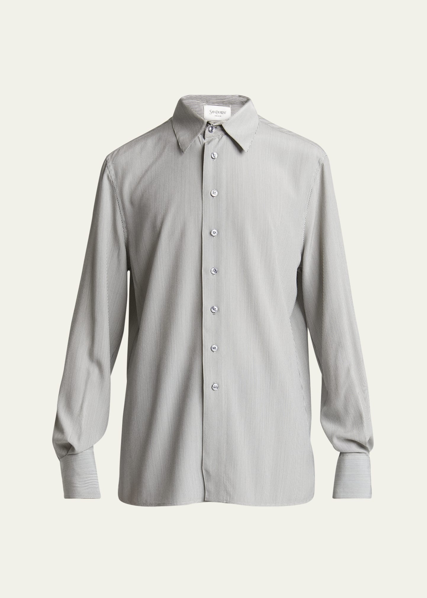 Men's Micro-Striped Silk Sport Shirt - 1