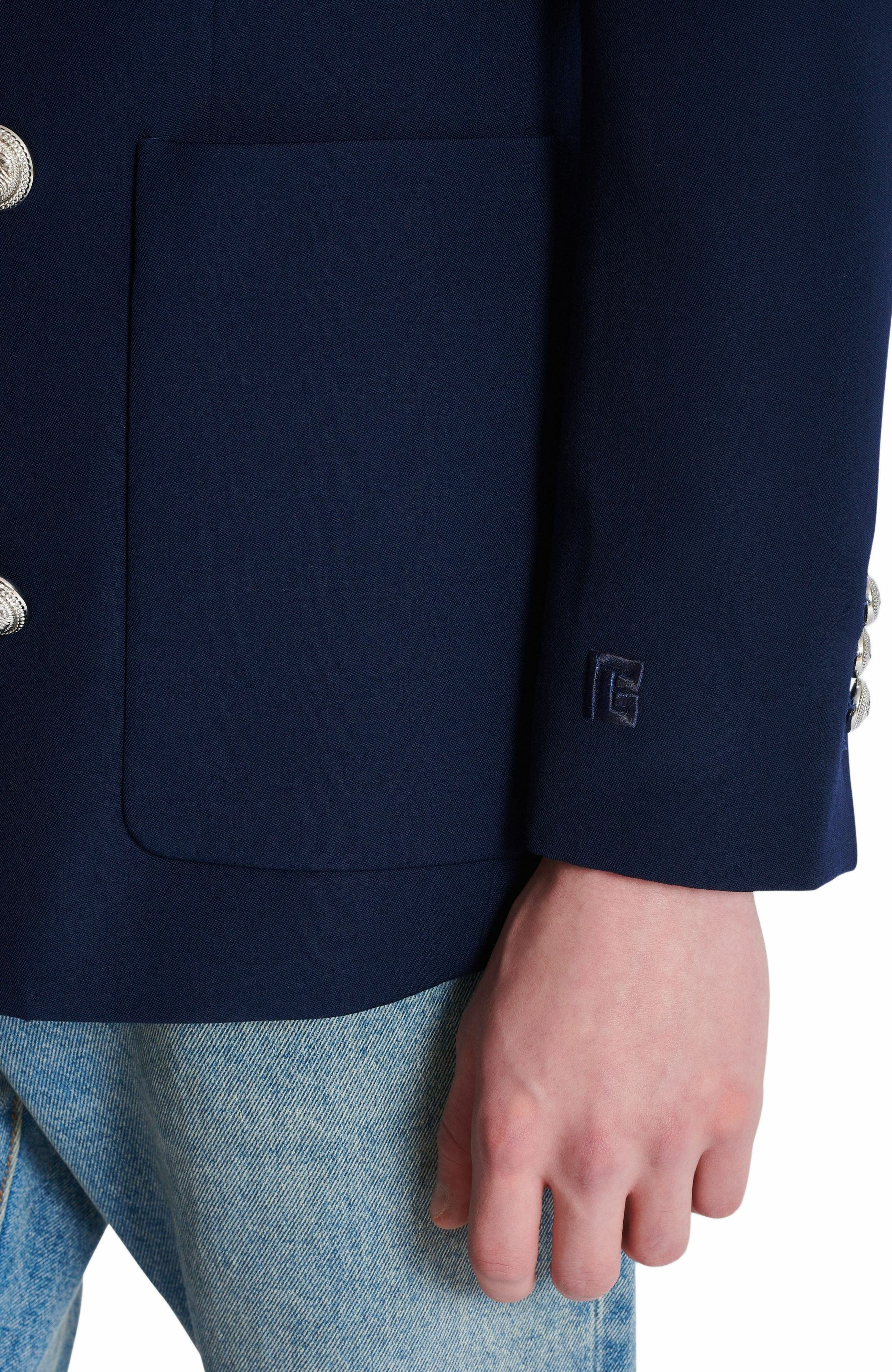 Balmain Grain de poudre blazer in Navy at Nordstrom - 9