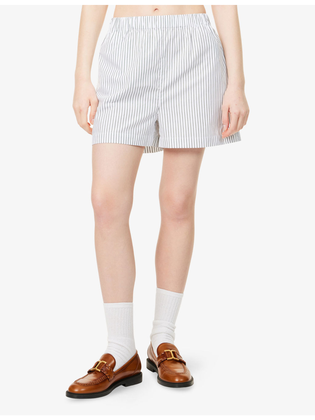 Striped Drawstring Cotton-Poplin Shorts - 3