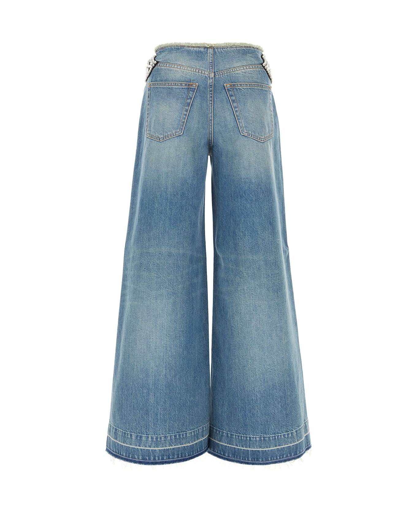 Embellished Feather Cut Out Jeans - 2