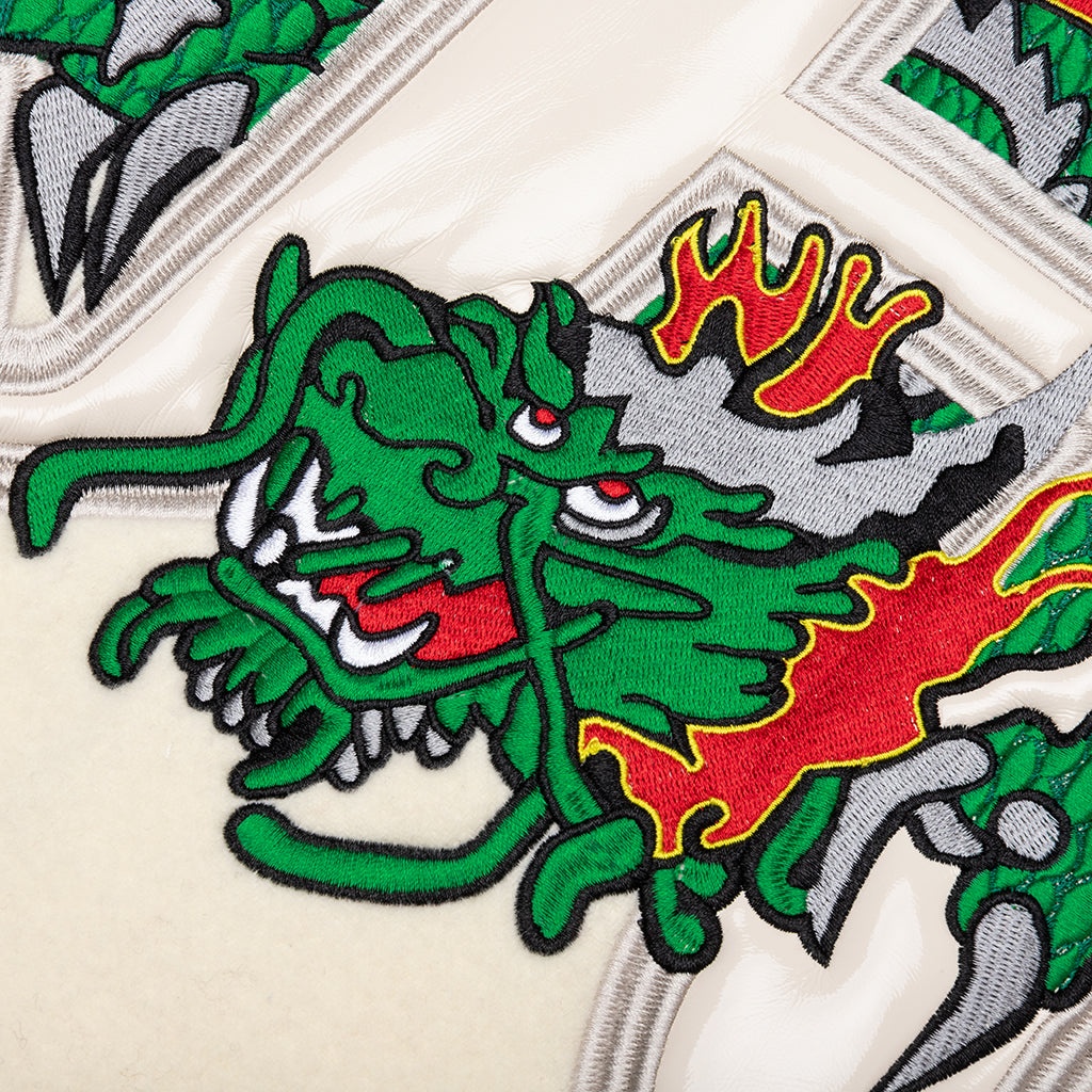 DRAGON EMBROIDERED VARSITY JACKET - OFF WHITE - 5