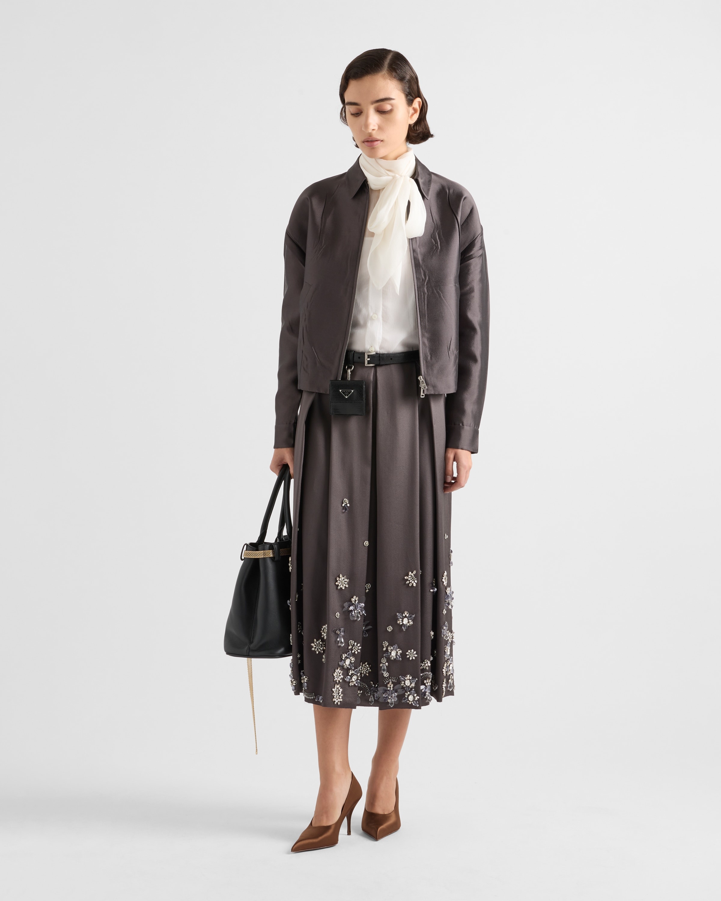 Embroidered silk and wool skirt - 2
