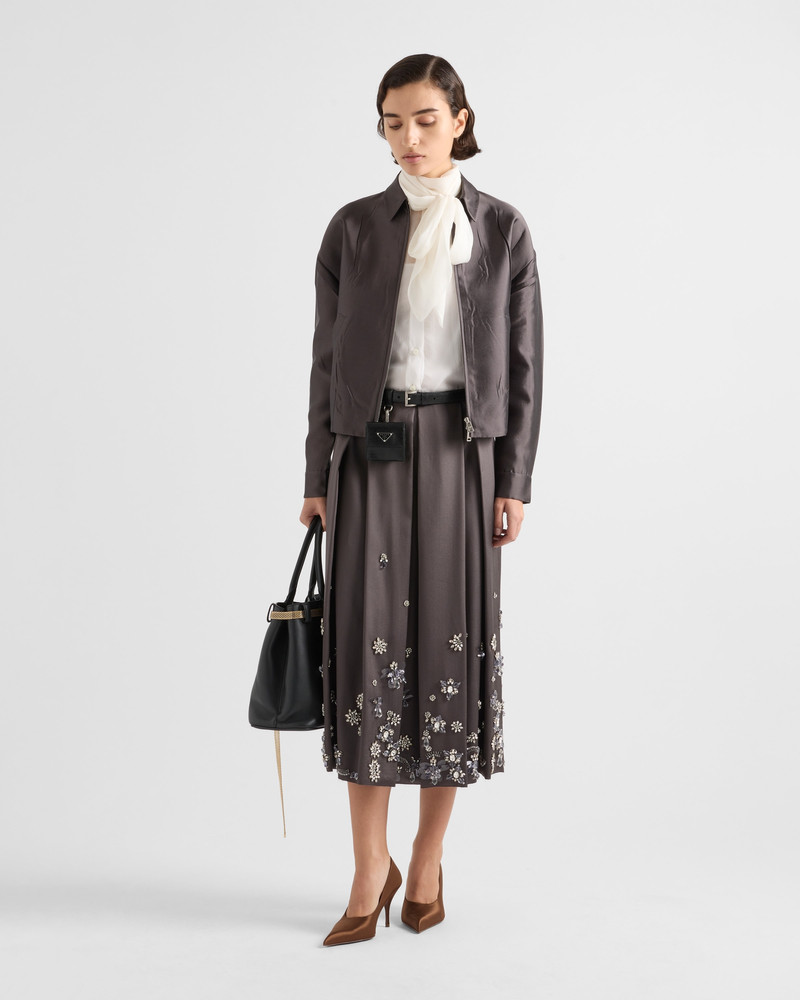 Prada Embroidered silk and wool skirt outlook