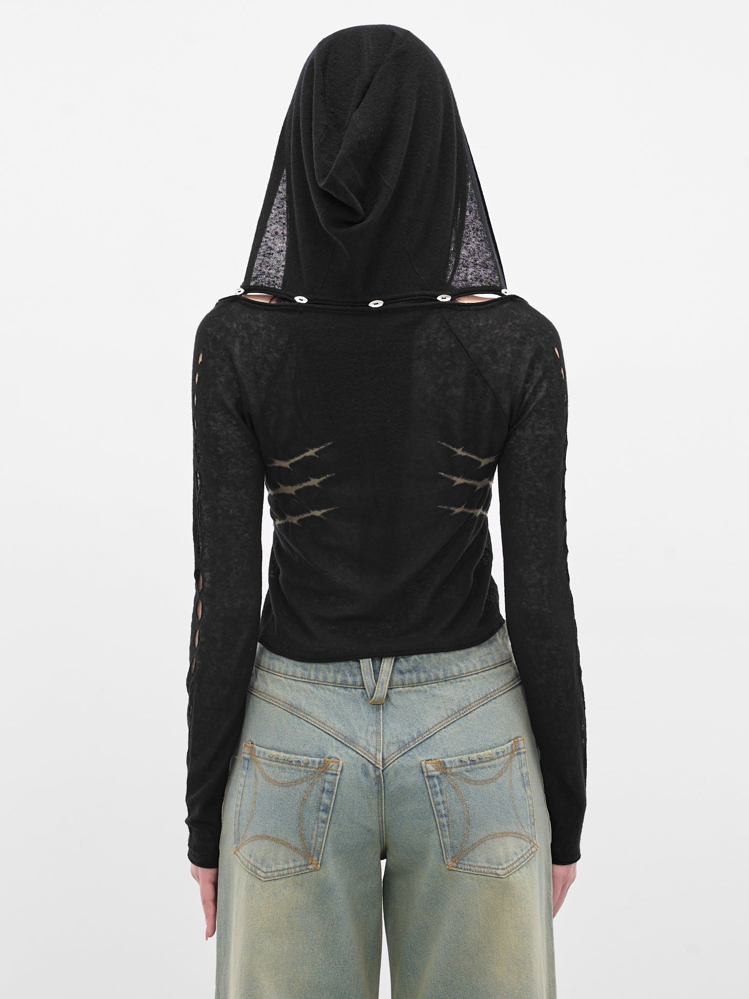 Black Thorn Intarsia Hooded Cardigan - 3