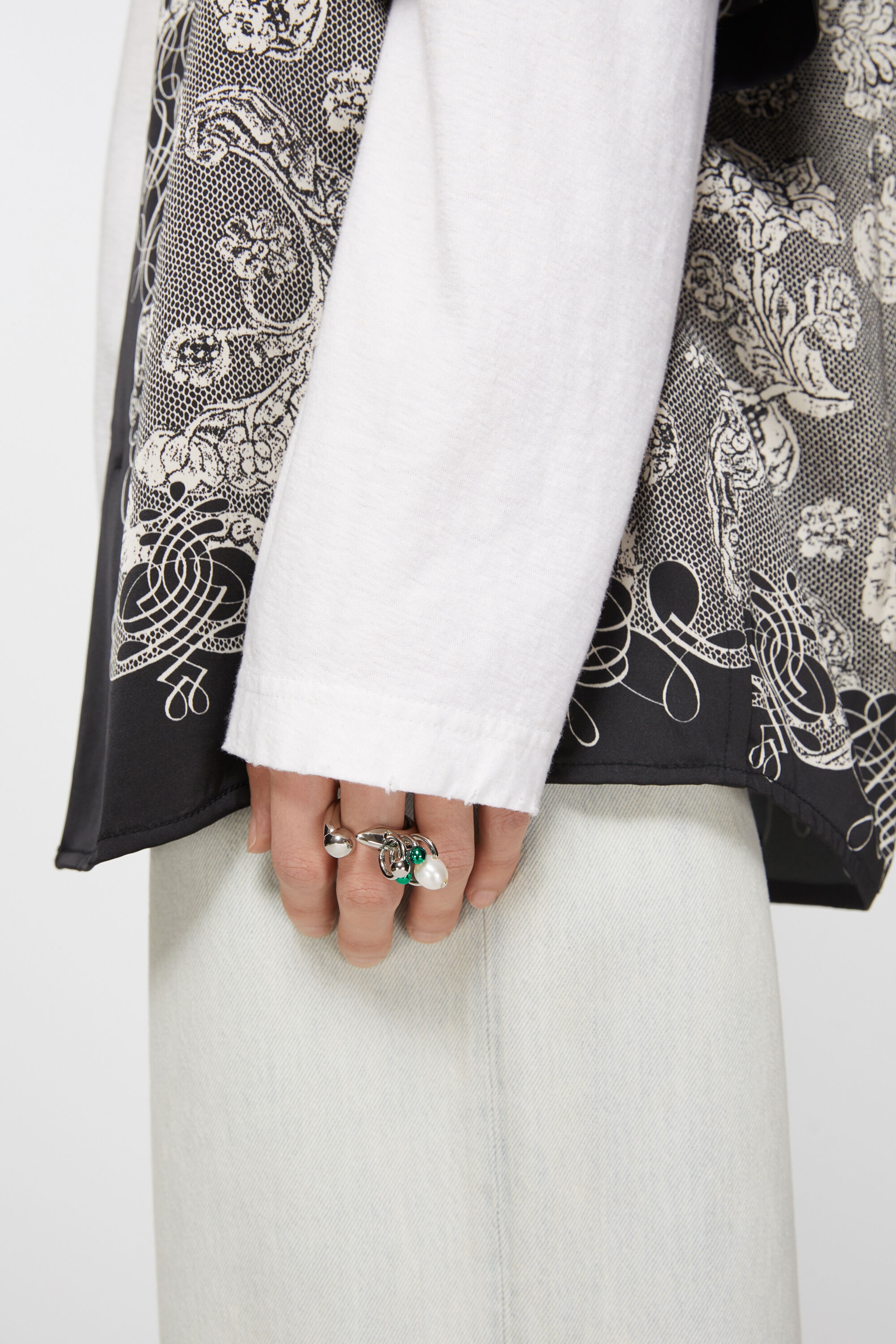 Multi charm ring - Silver/green - 3