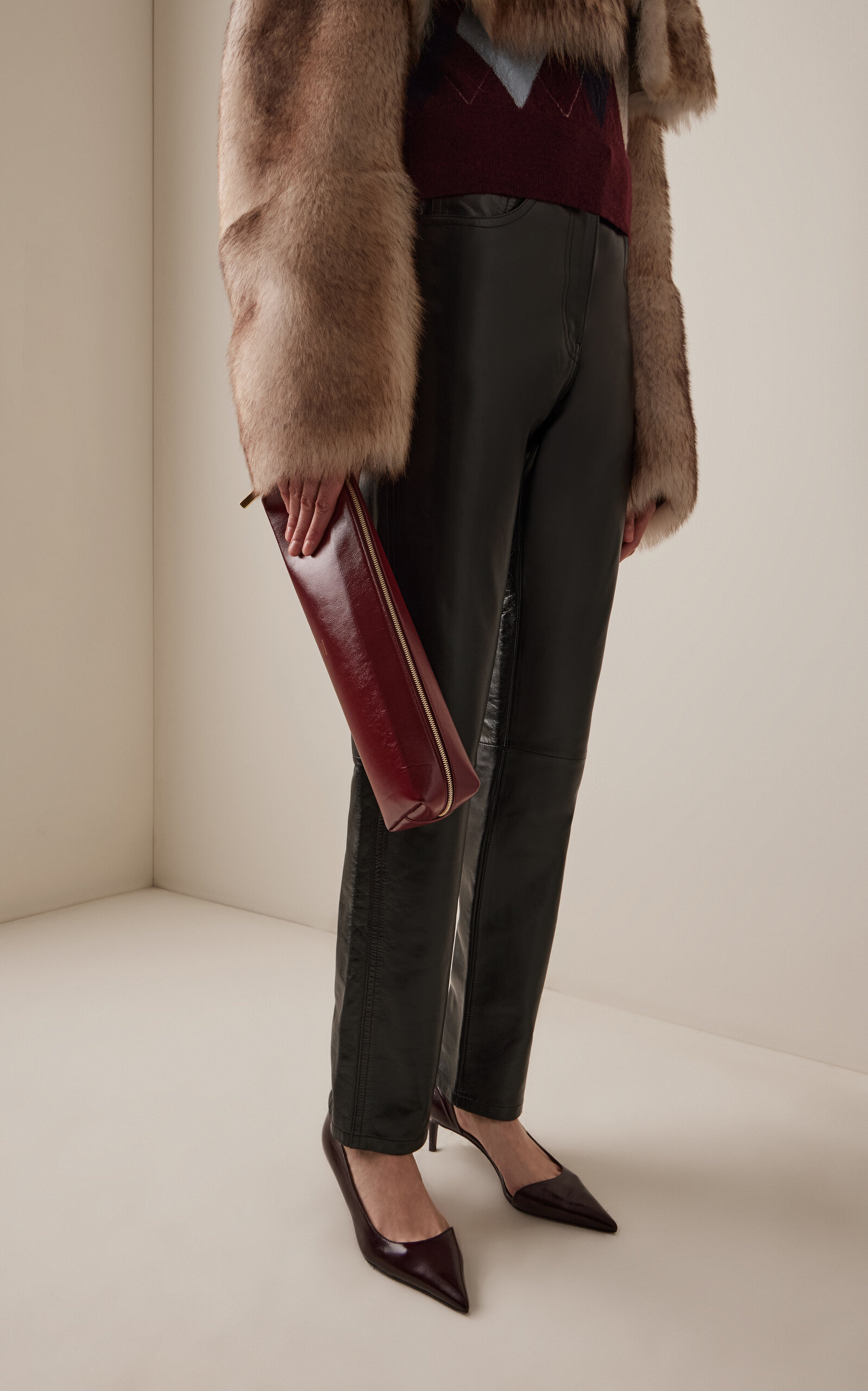 Kye Leather Pencil Case burgundy - 2