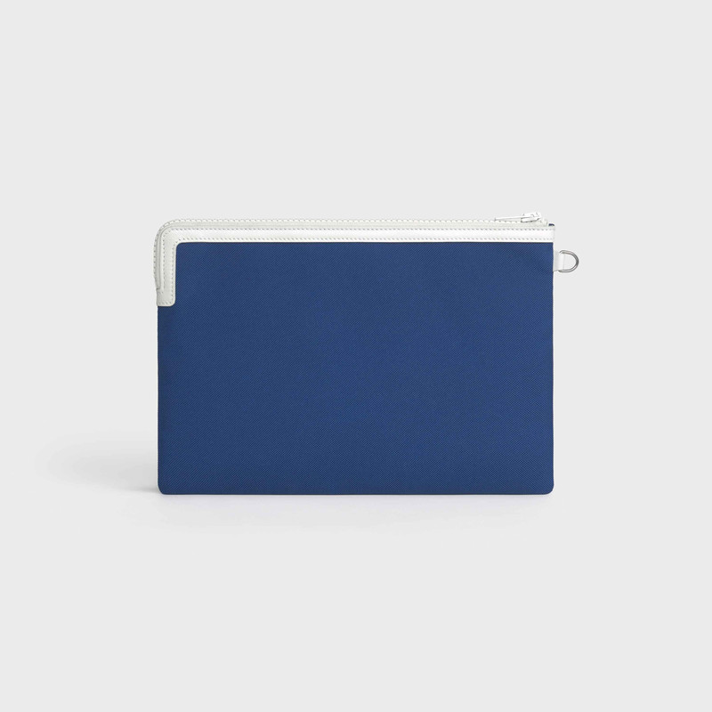 Small Pouch with strap in Nylon and calfskin with Celine print 3