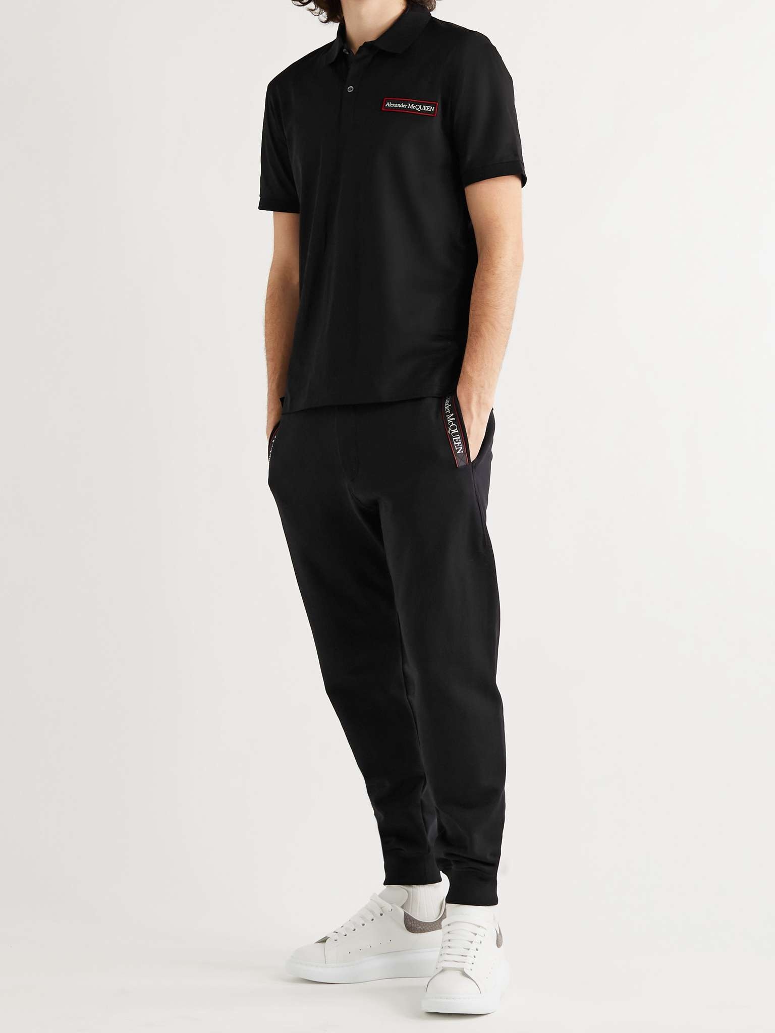 Tapered Logo Webbing-Trimmed Loopback Cotton-Jersey Sweatpants - 2