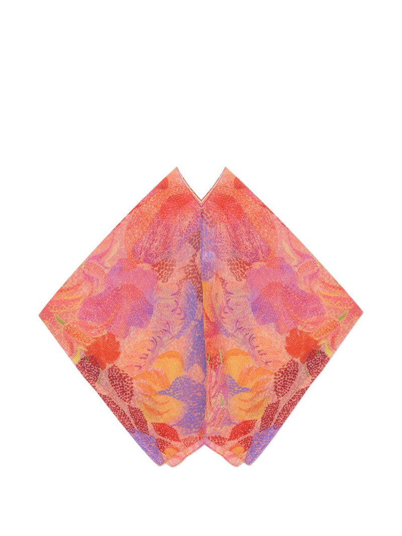 pleated floral print poncho 1